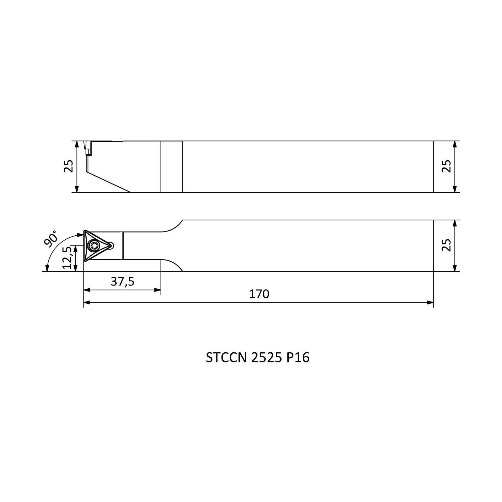 STCCN 2525 P16 &mdash; dimensioned drawing