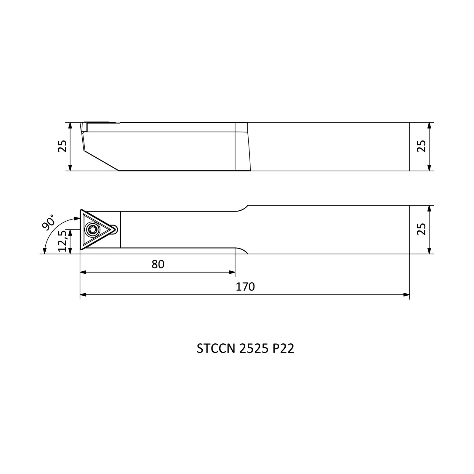 STCCN 2525 P22 &mdash; dimensioned drawing