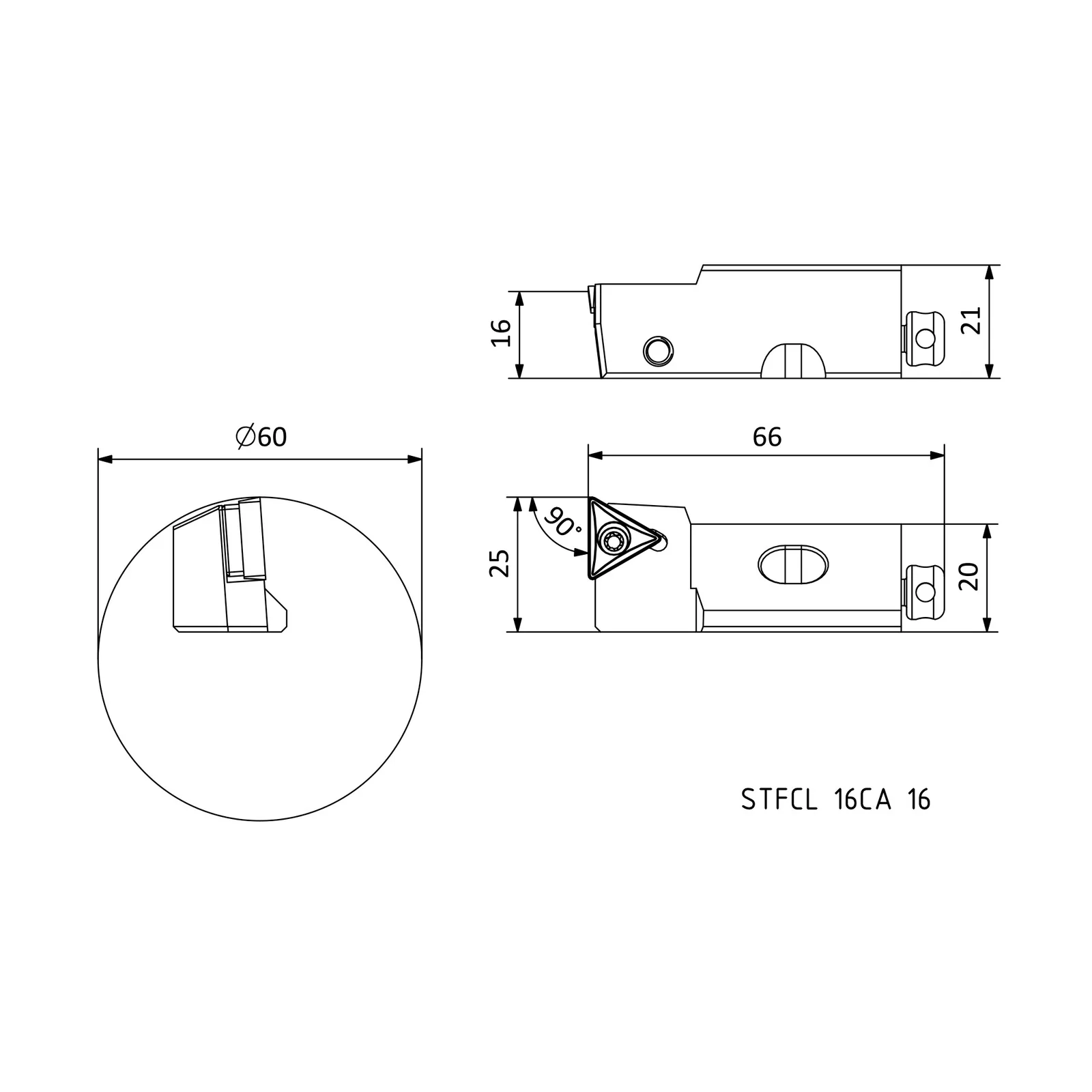 STFCL 16CA 16 &mdash; dimensioned drawing