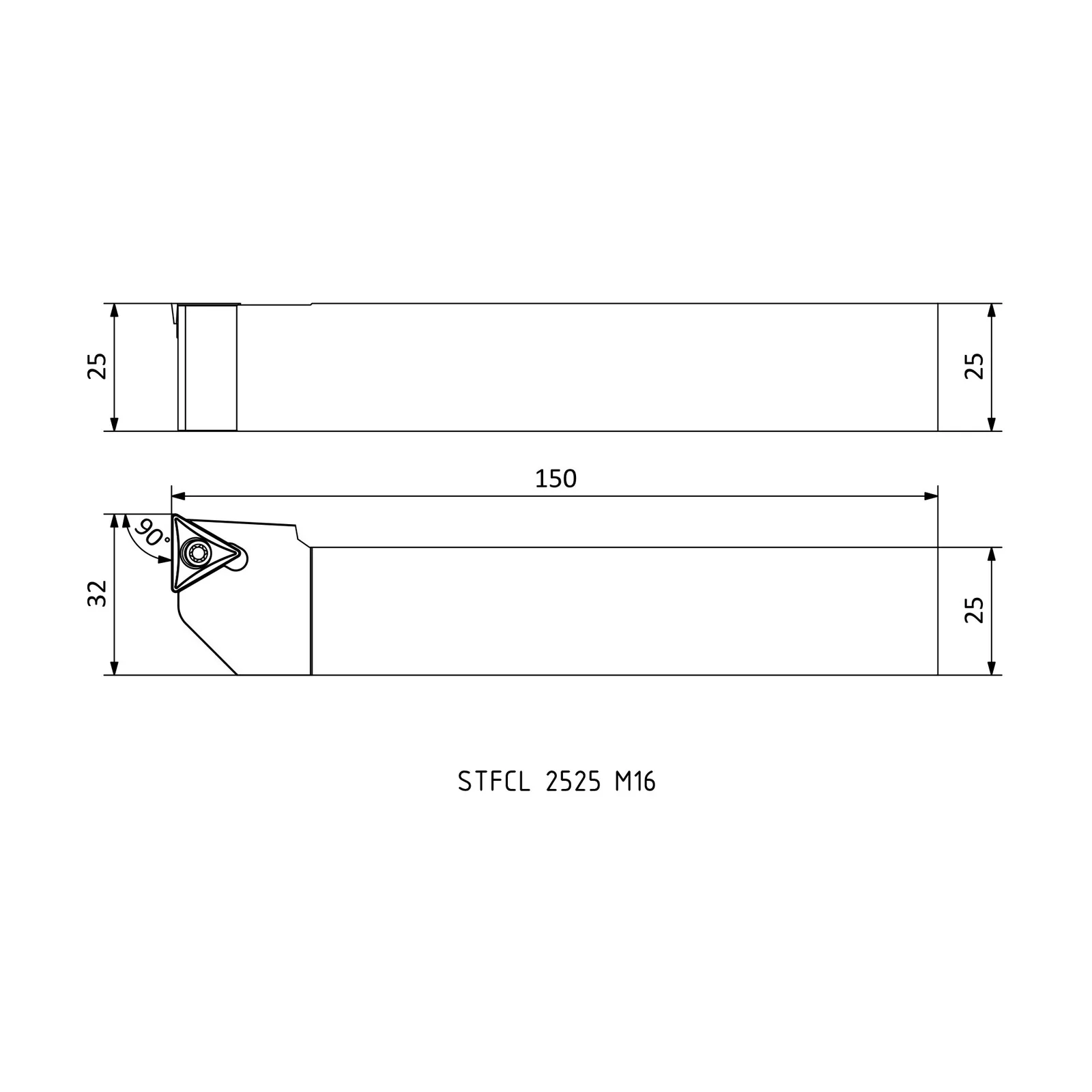 STFCL 2525 M16 &mdash; dimensioned drawing