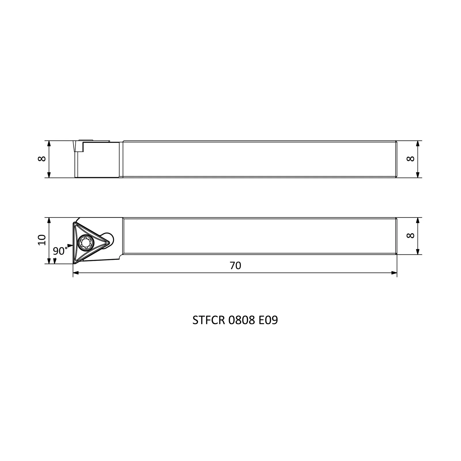 STFCR 0808 E09 &mdash; dimensioned drawing