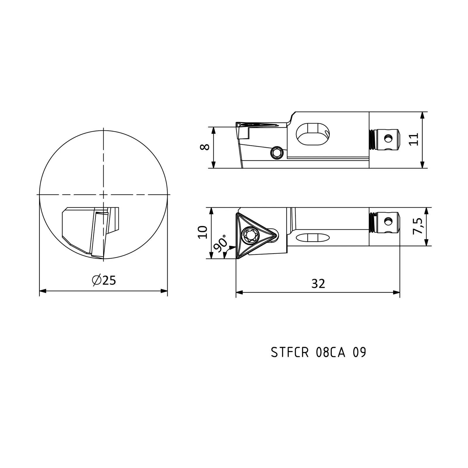 STFCR 08CA 09 &mdash; dimensioned drawing