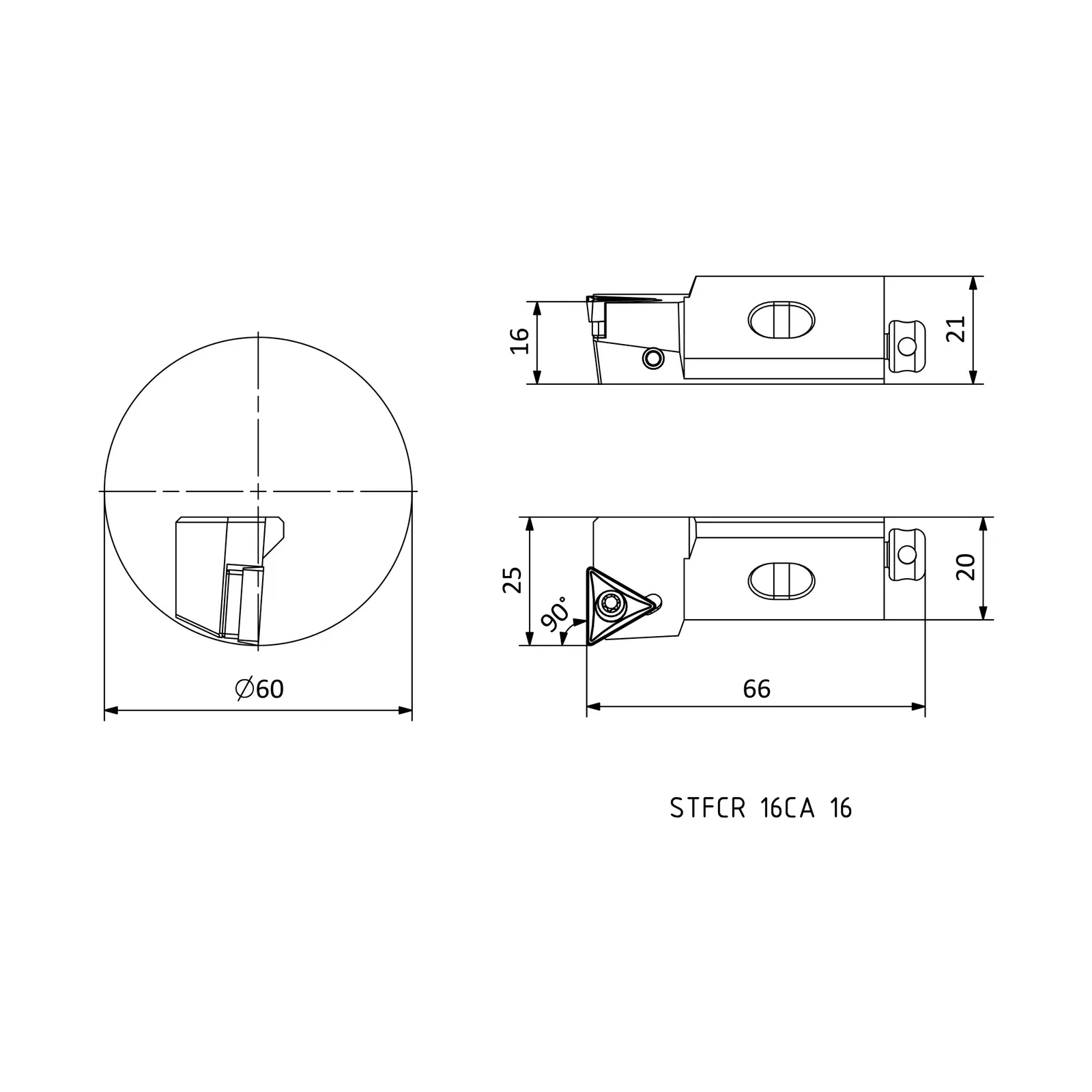 STFCR 16CA 16 &mdash; dimensioned drawing