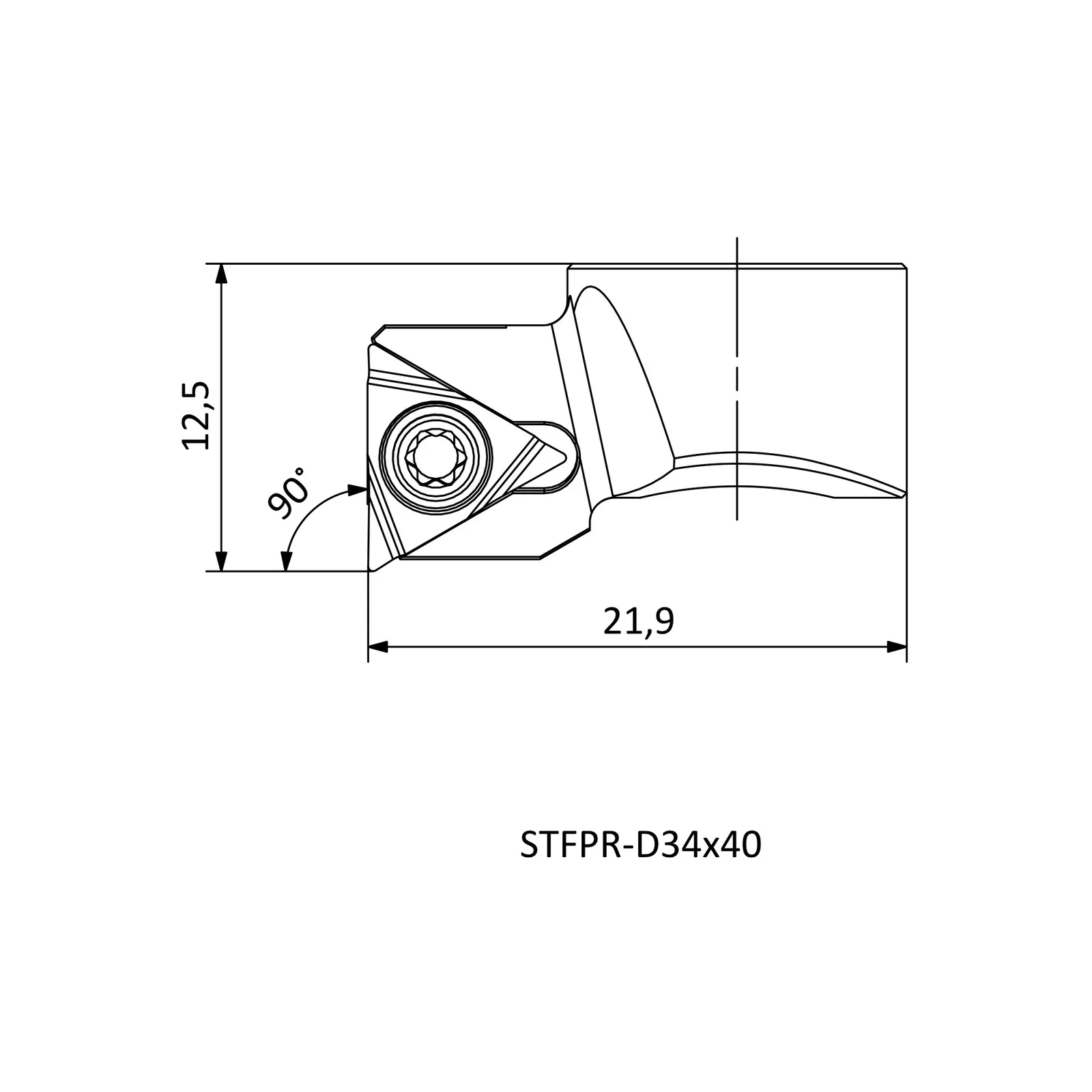 STFPR-D34x40 &mdash; dimensioned drawing