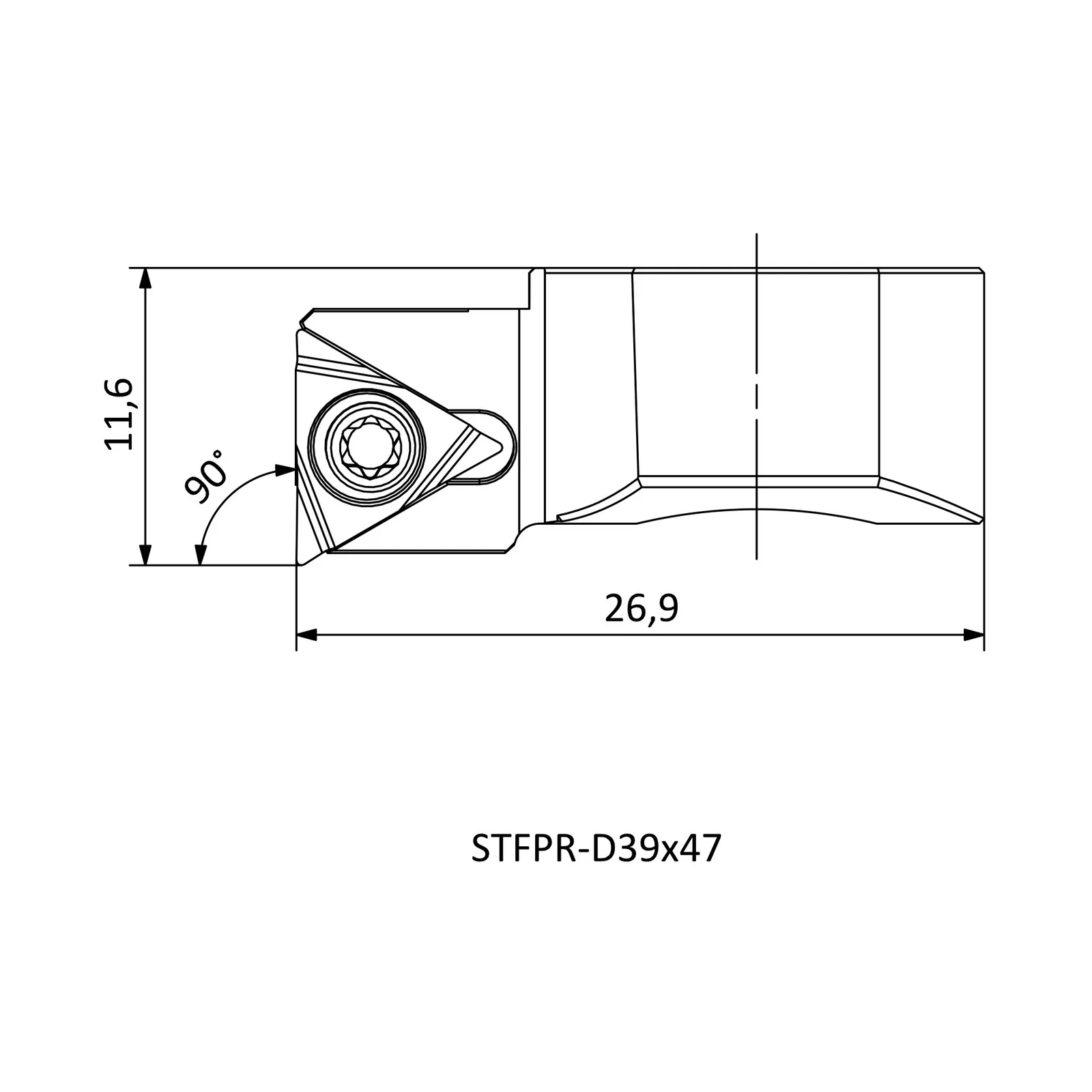 STFPR-D39x47 &mdash; dimensioned drawing
