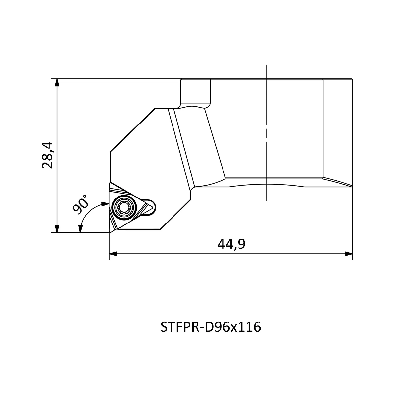 STFPR-D96x116 &mdash; dimensioned drawing
