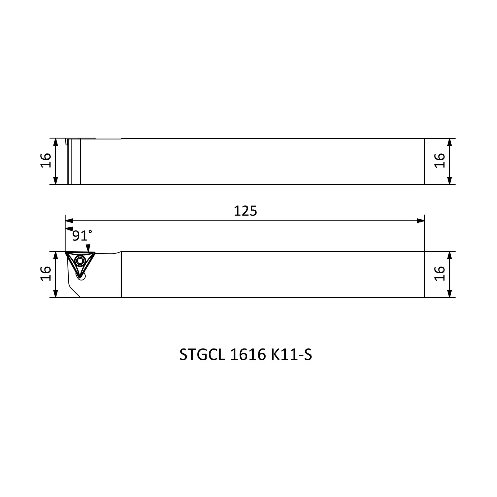 STGCL 1616 K11-S &mdash; dimensioned drawing