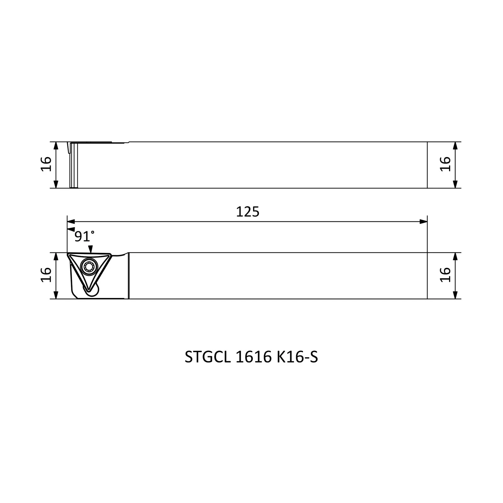 STGCL 1616 K16-S &mdash; dimensioned drawing