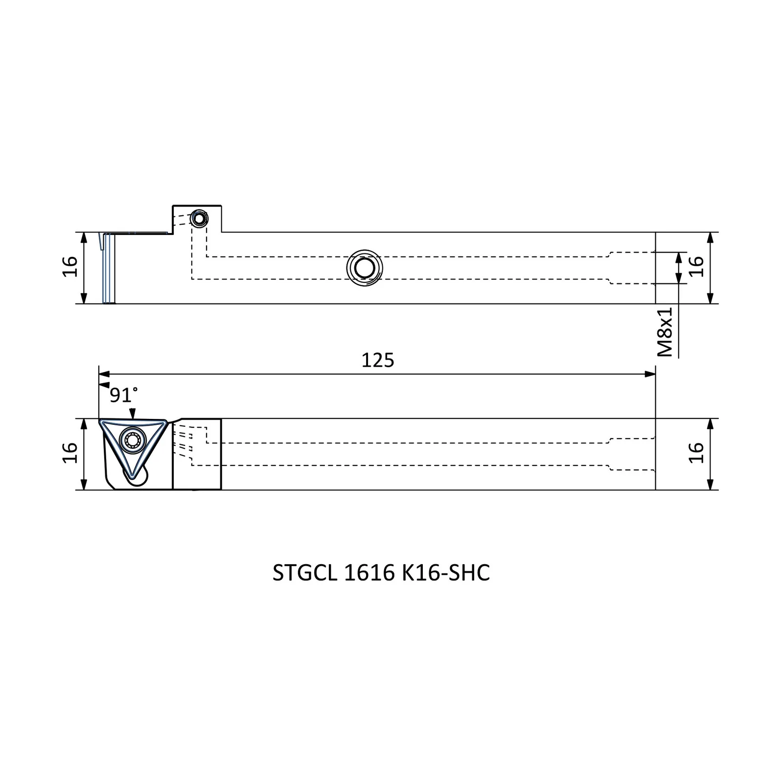 STGCL 1616 K16-SHC &mdash; dimensioned drawing