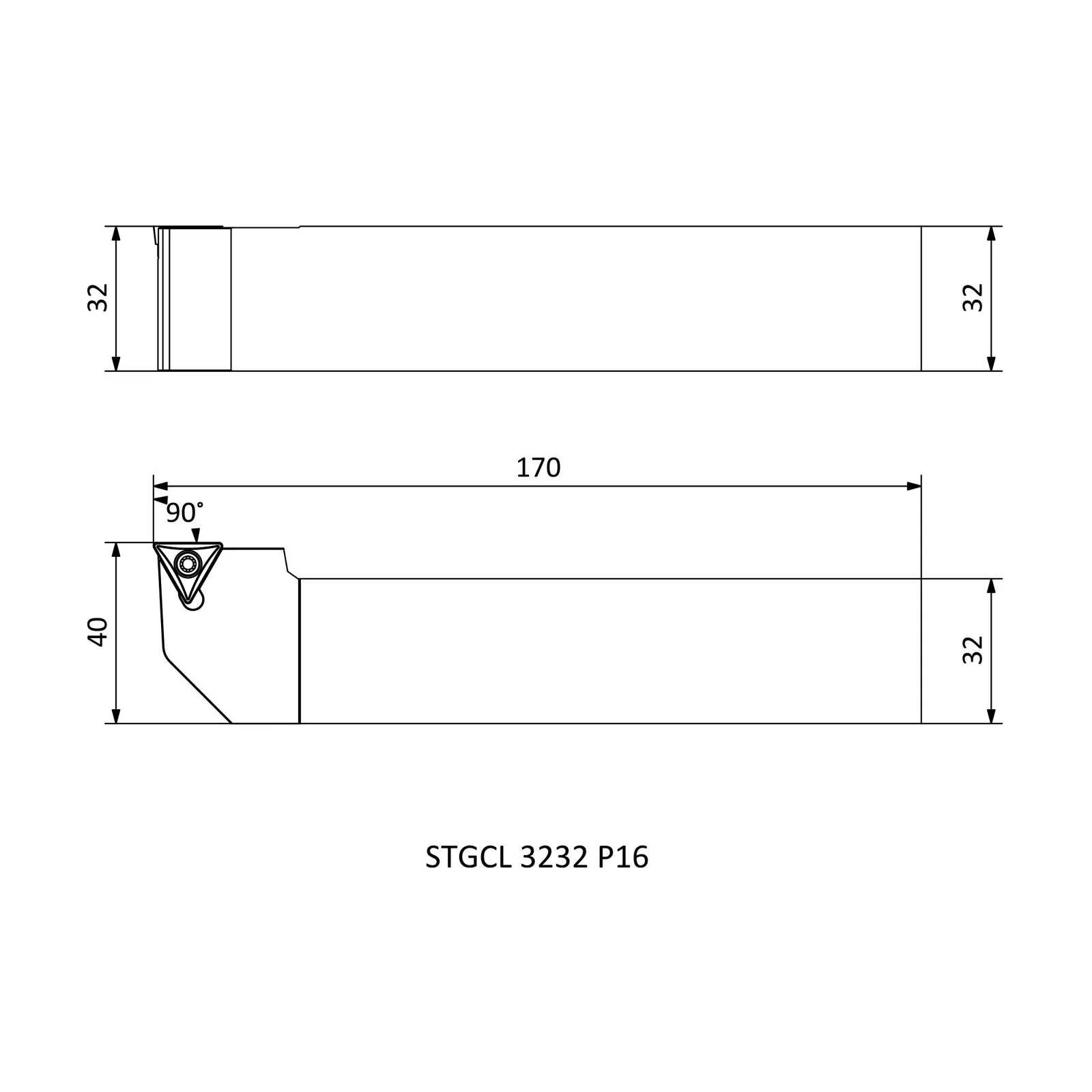 STGCL 3232 P16 &mdash; dimensioned drawing