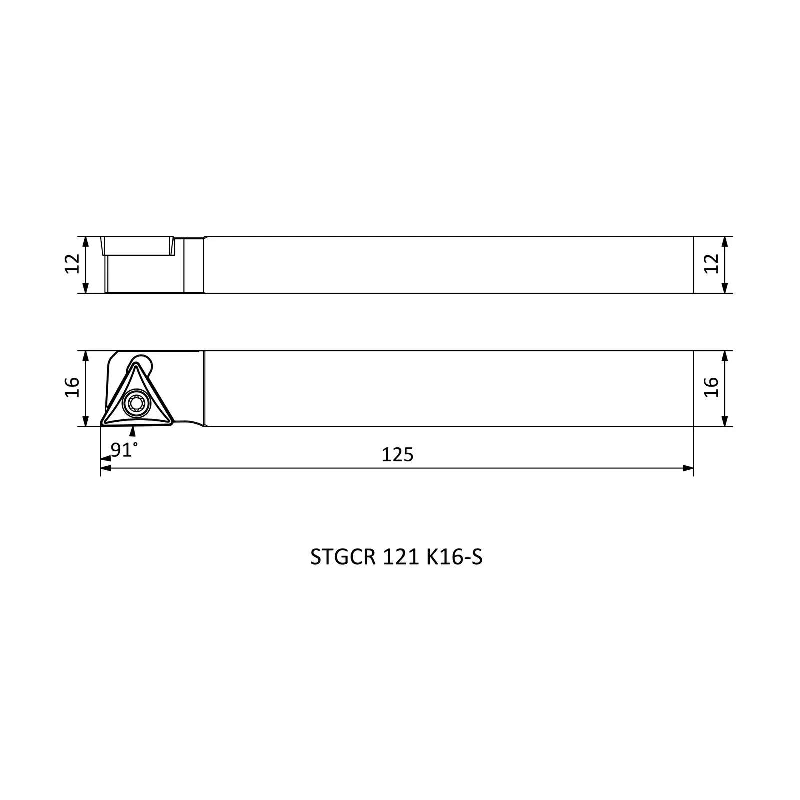 STGCR 1216 K16-S &mdash; dimensioned drawing