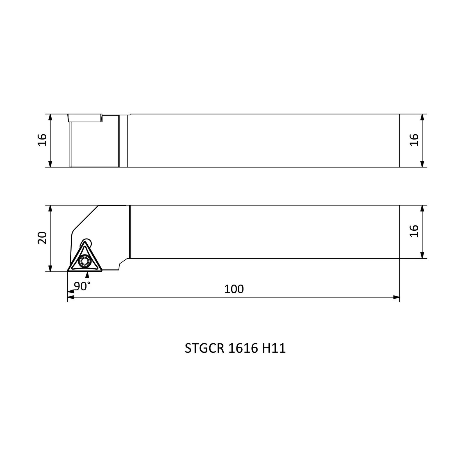 STGCR 1616 H11 &mdash; dimensioned drawing