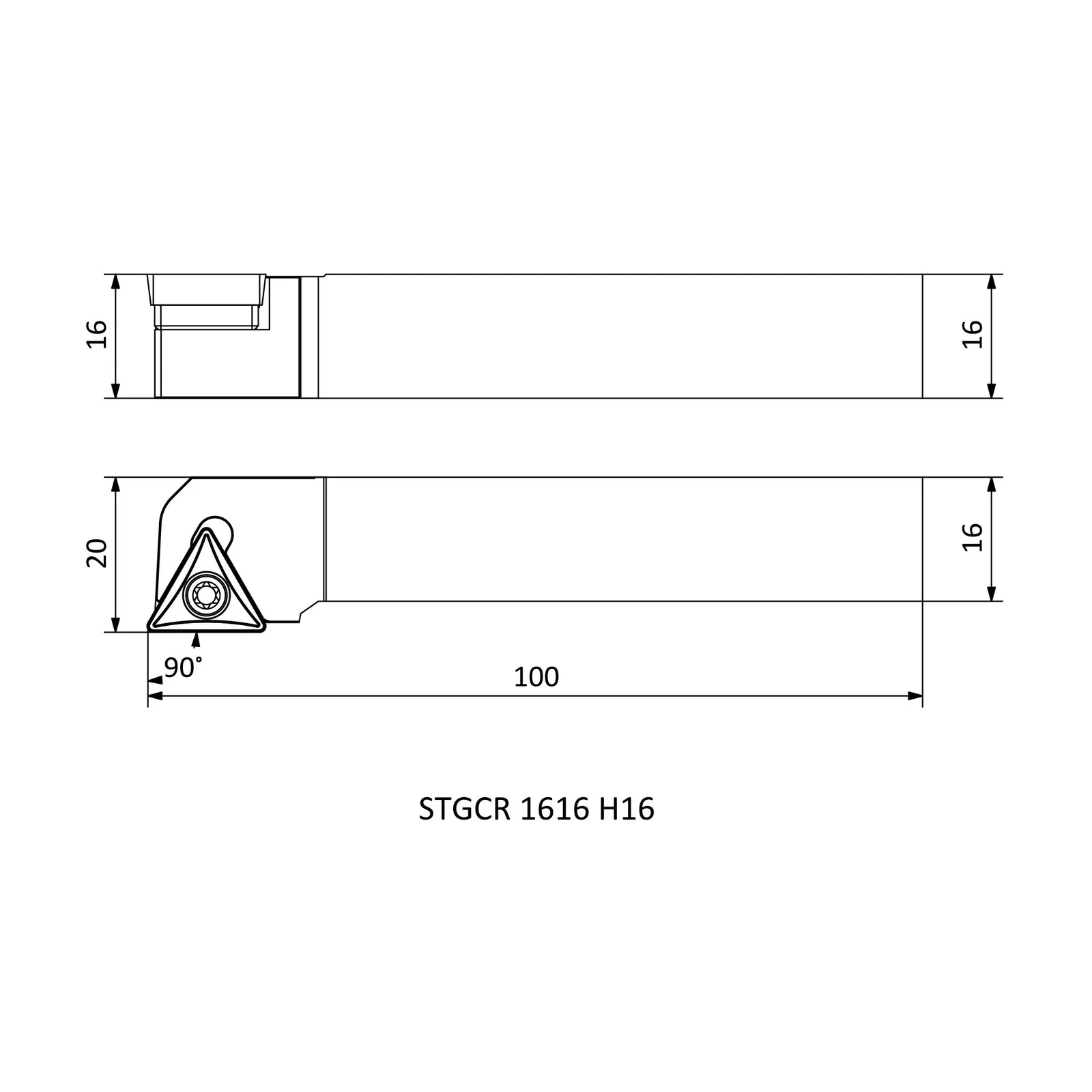 STGCR 1616 H16 &mdash; dimensioned drawing