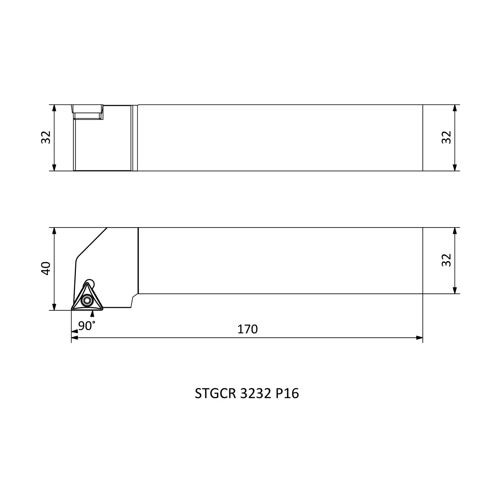 STGCR 3232 P16 &mdash; dimensioned drawing