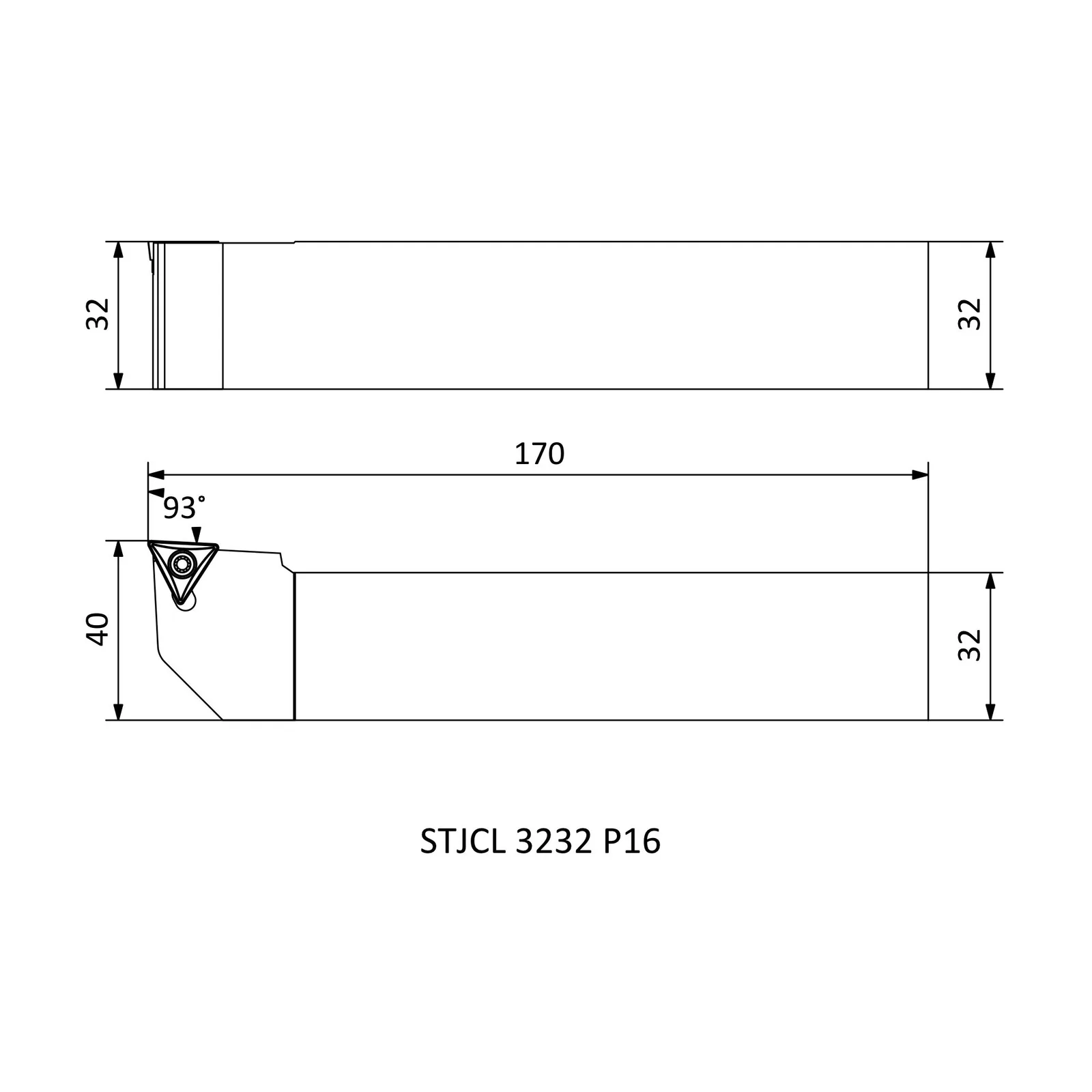 STJCL 3232 P16 &mdash; dimensioned drawing