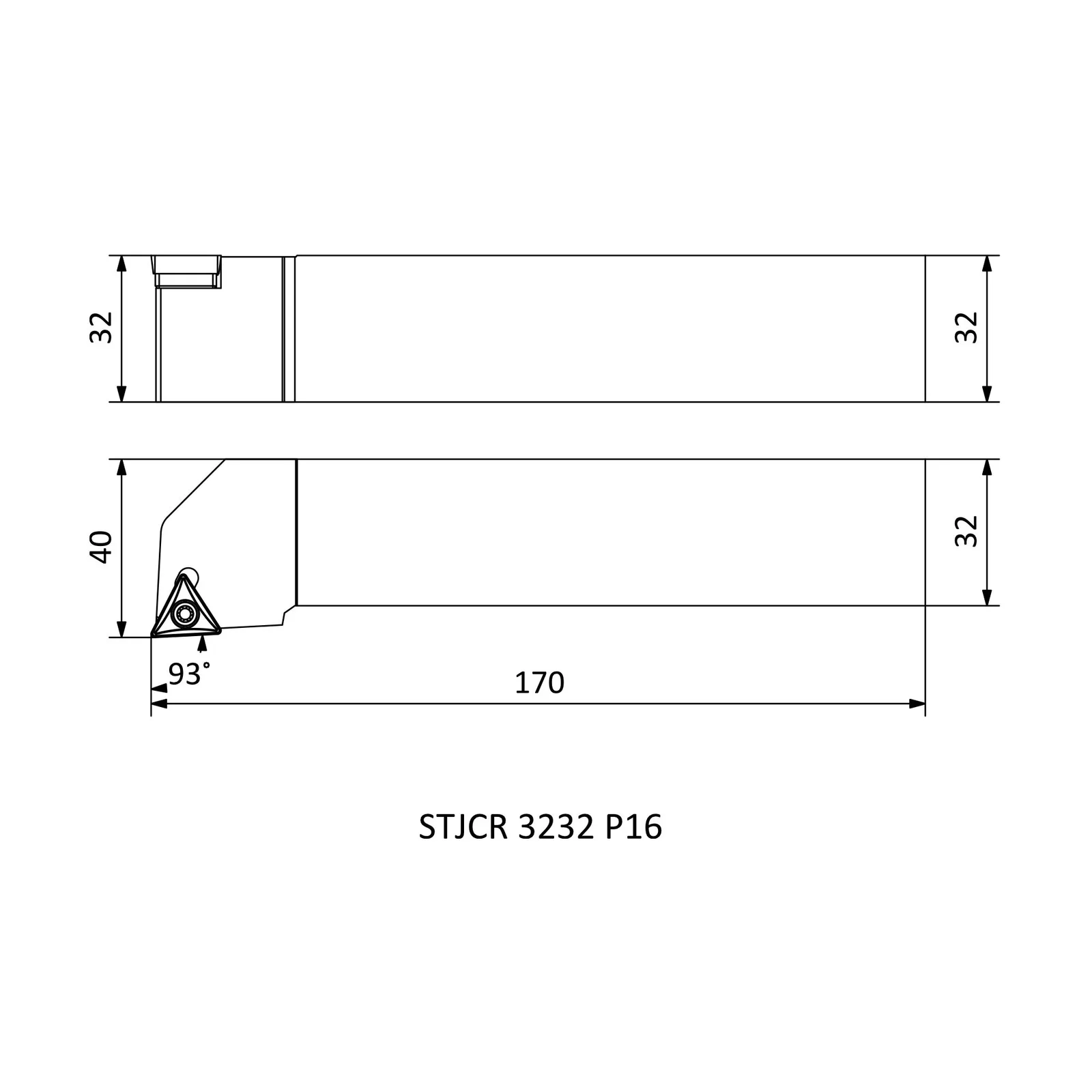 STJCR 3232 P16 &mdash; dimensioned drawing