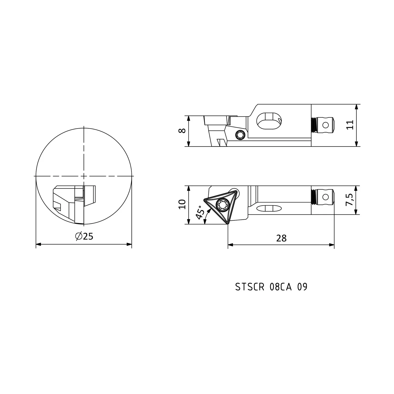 STSCR 08CA 09 &mdash; dimensioned drawing