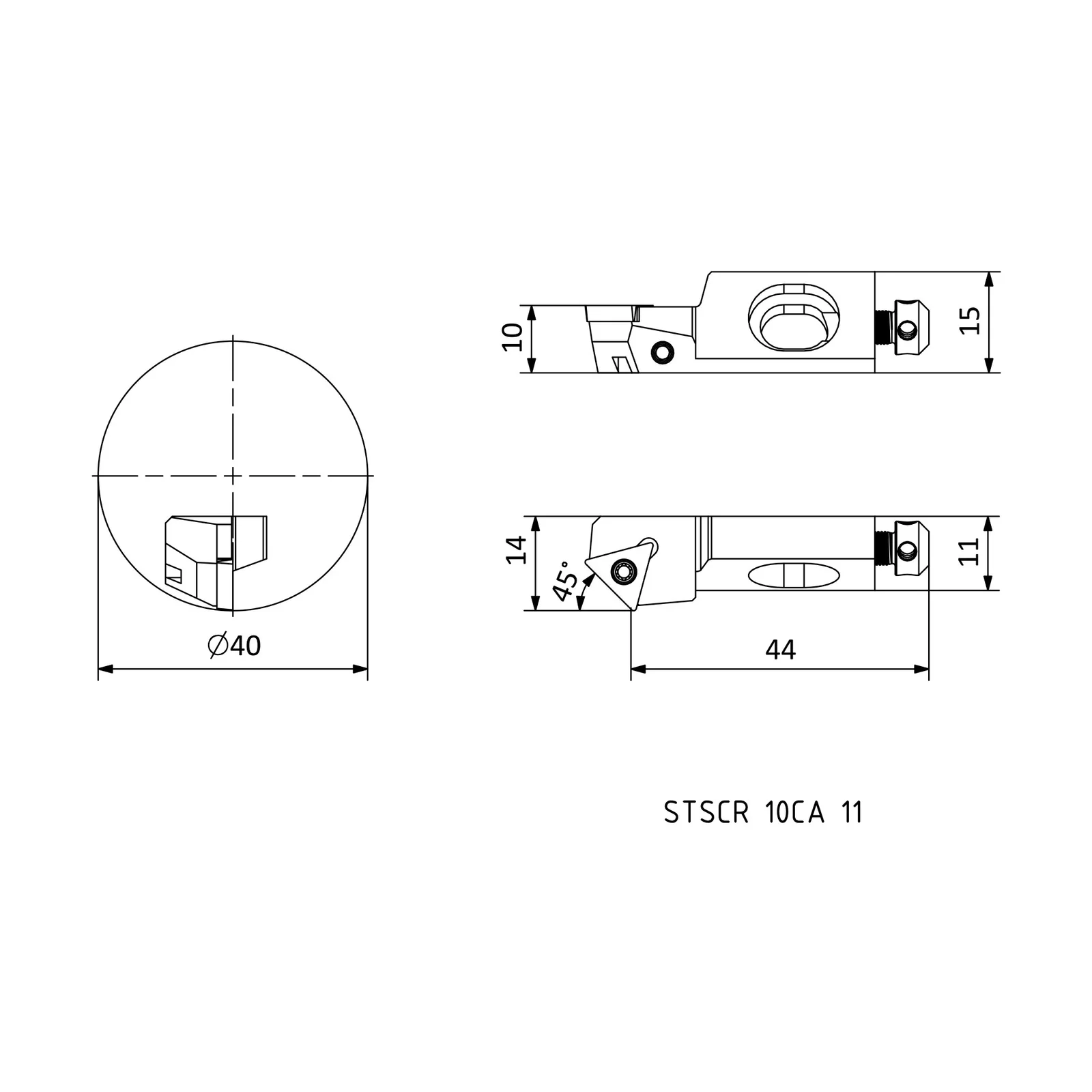 STSCR 10CA 11 &mdash; dimensioned drawing