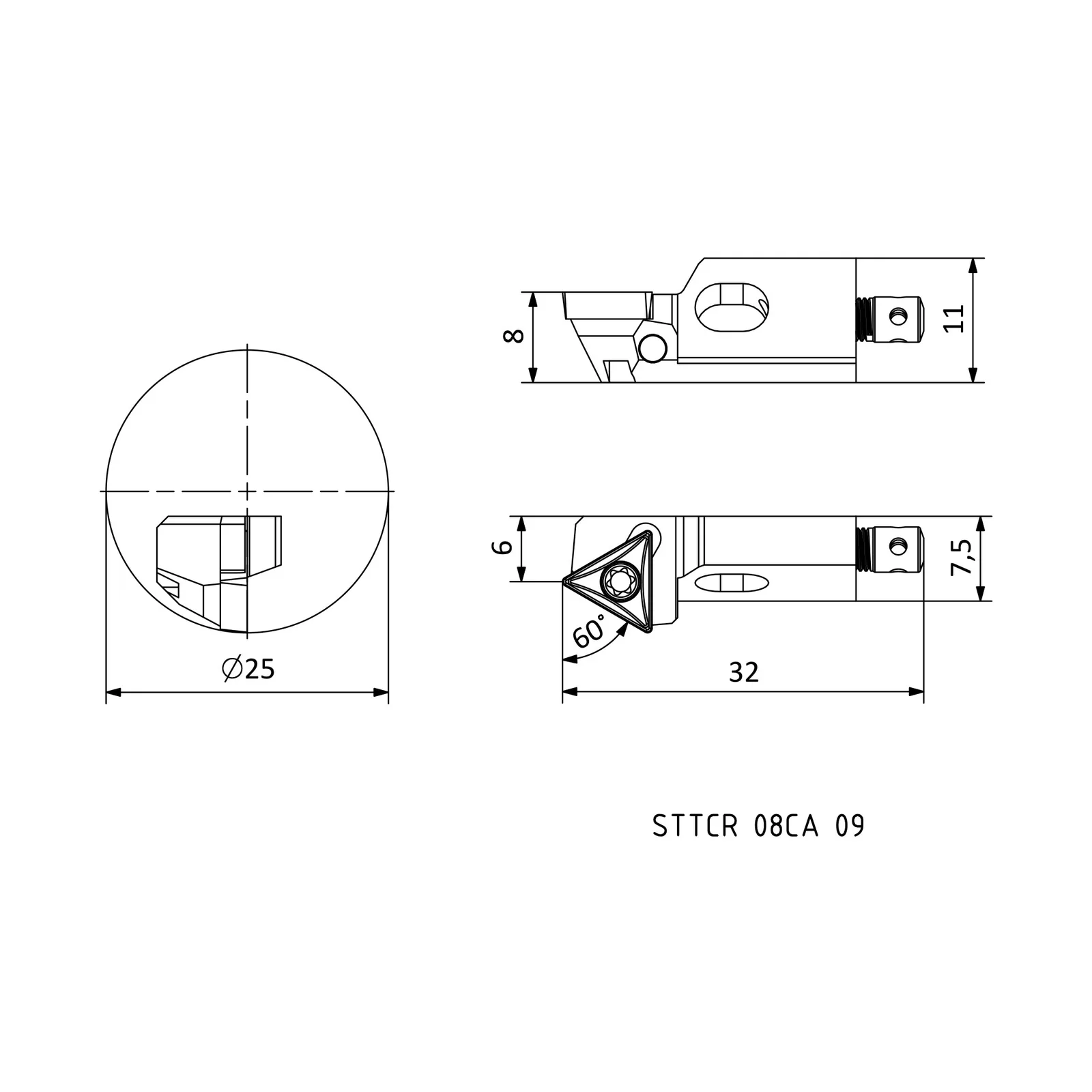 STTCR 08CA 09 &mdash; dimensioned drawing