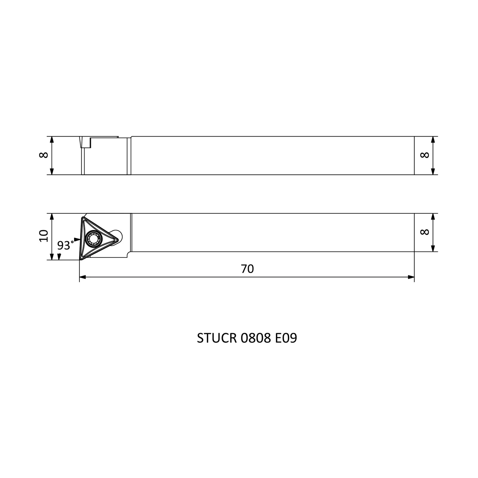 STUCR 0808 E09 &mdash; dimensioned drawing