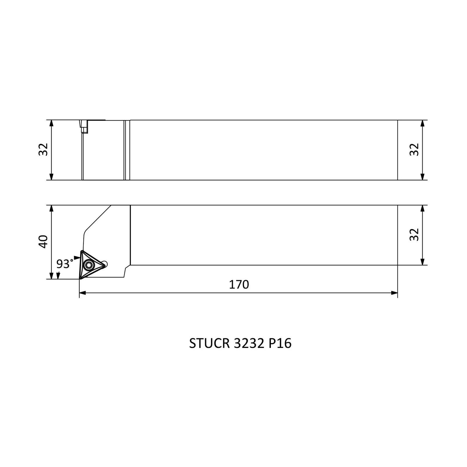 STUCR 3232 P16 &mdash; dimensioned drawing