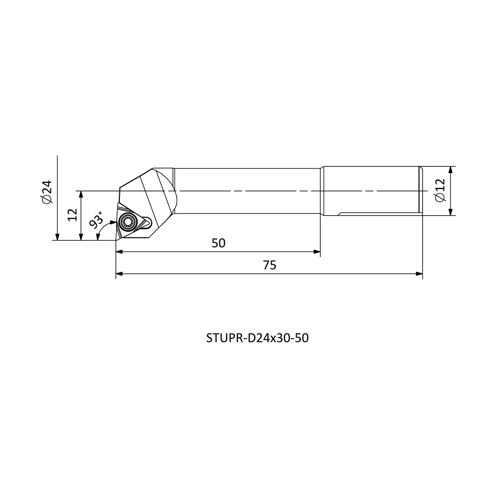 STUPR-D24X30-50 &mdash; dimensioned drawing