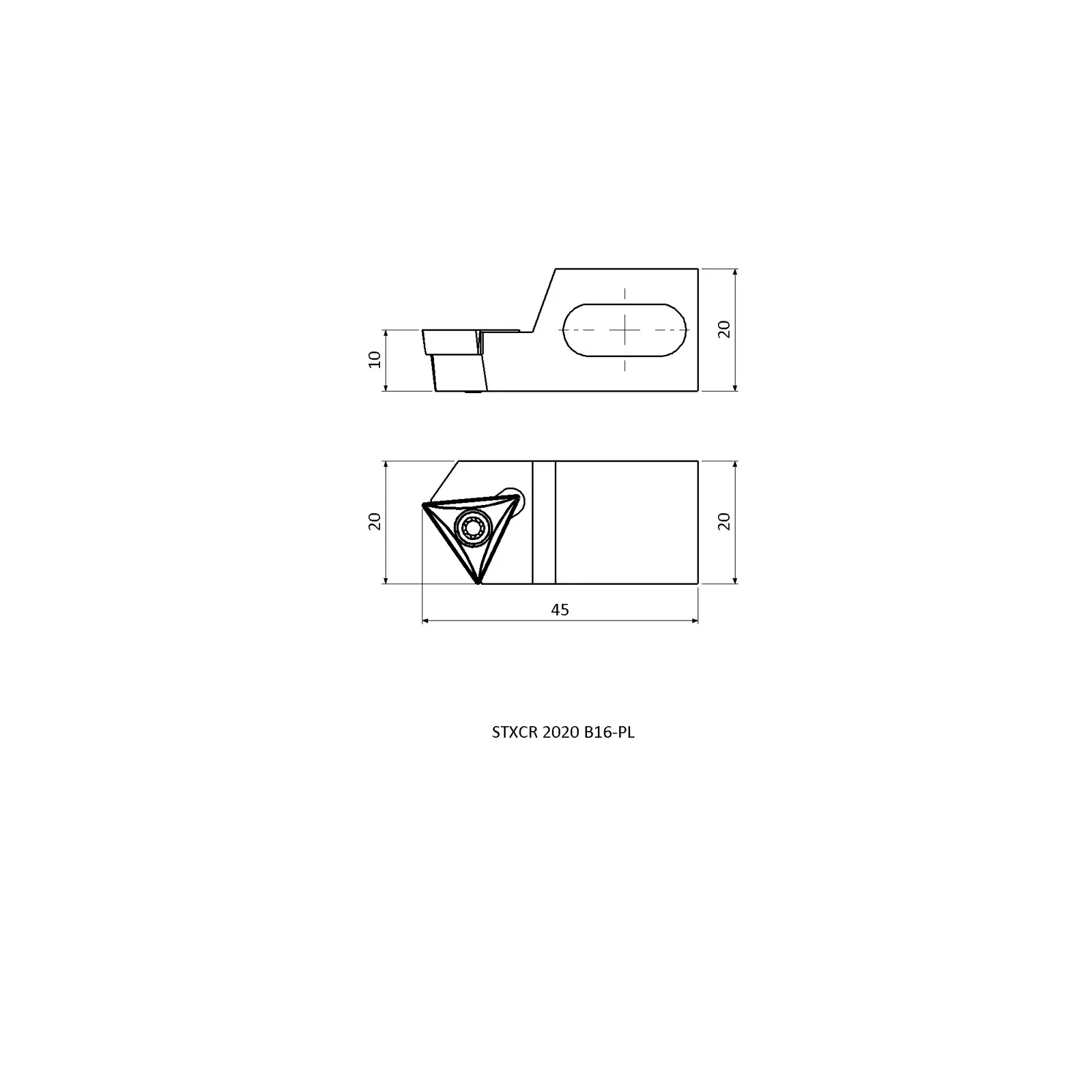 STXCR 2020 B16-PL &mdash; dimensioned drawing