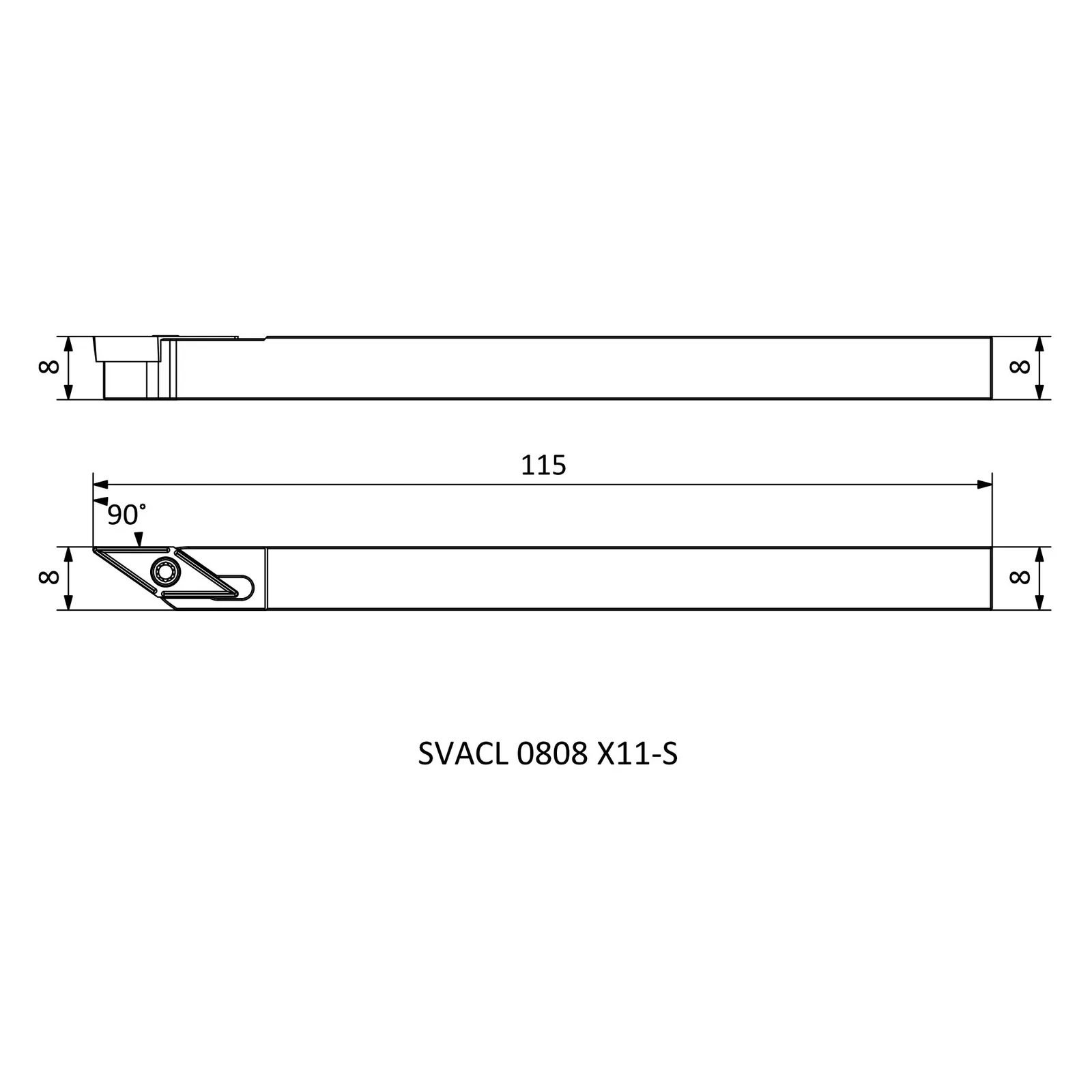 SVACL 0808 X11-S &mdash; dimensioned drawing