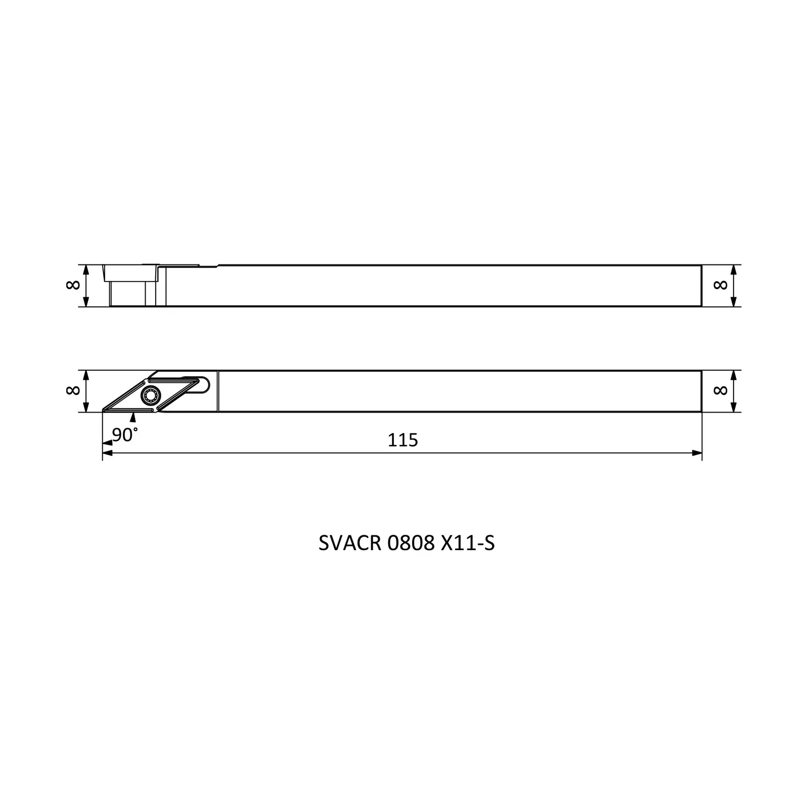 SVACR 0808 X11-S &mdash; dimensioned drawing
