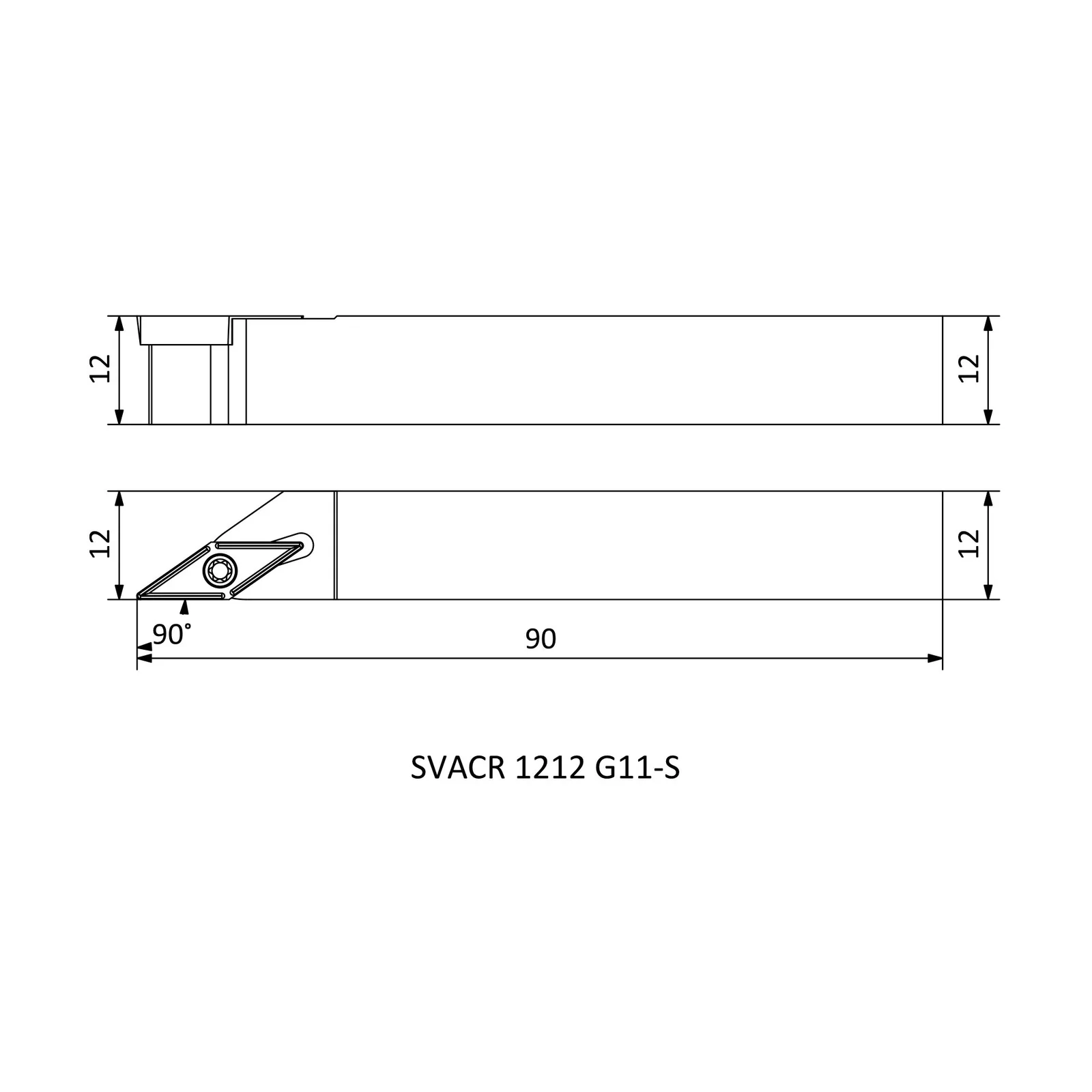 SVACR 1212 G11-S &mdash; dimensioned drawing