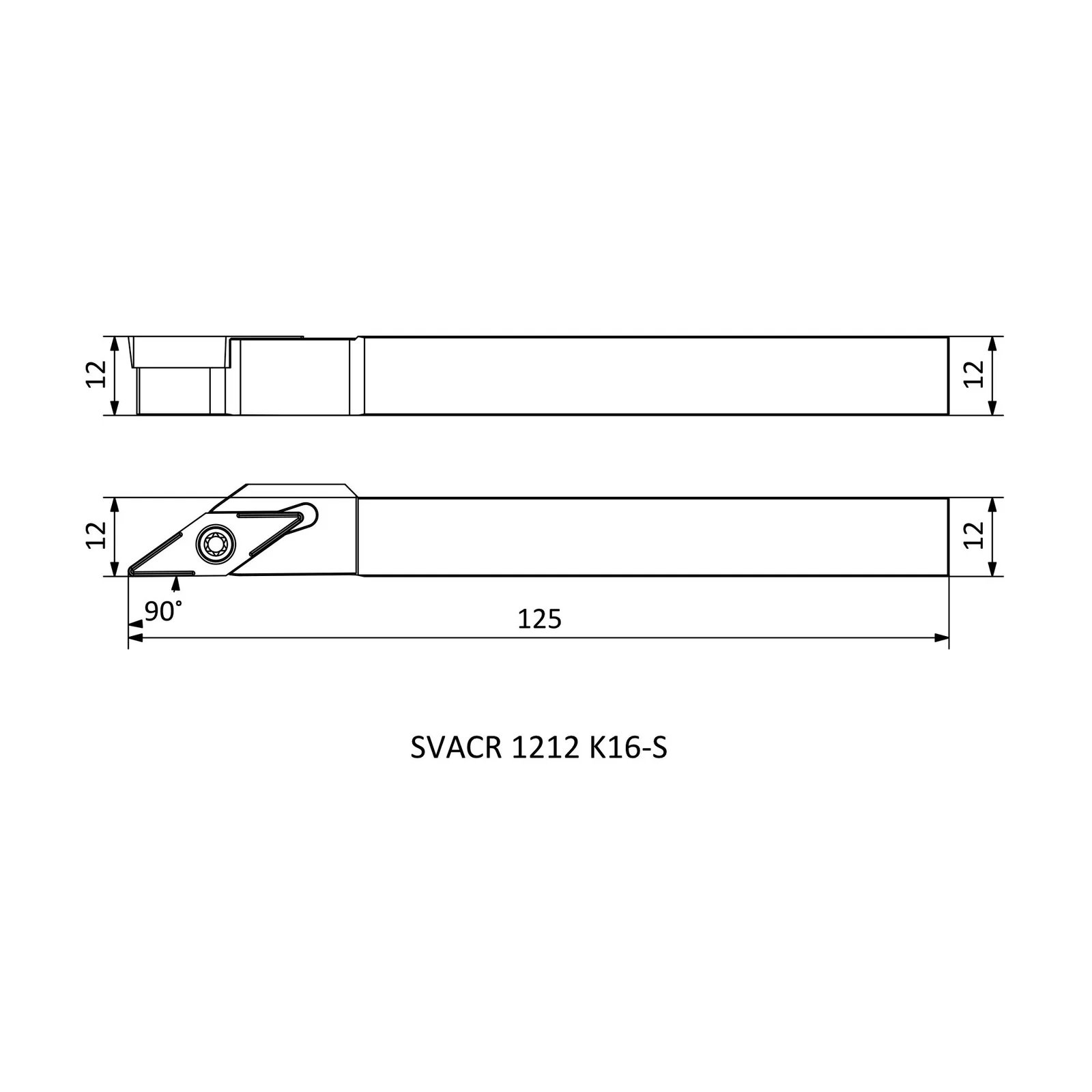 SVACR 1212 K16-S &mdash; dimensioned drawing