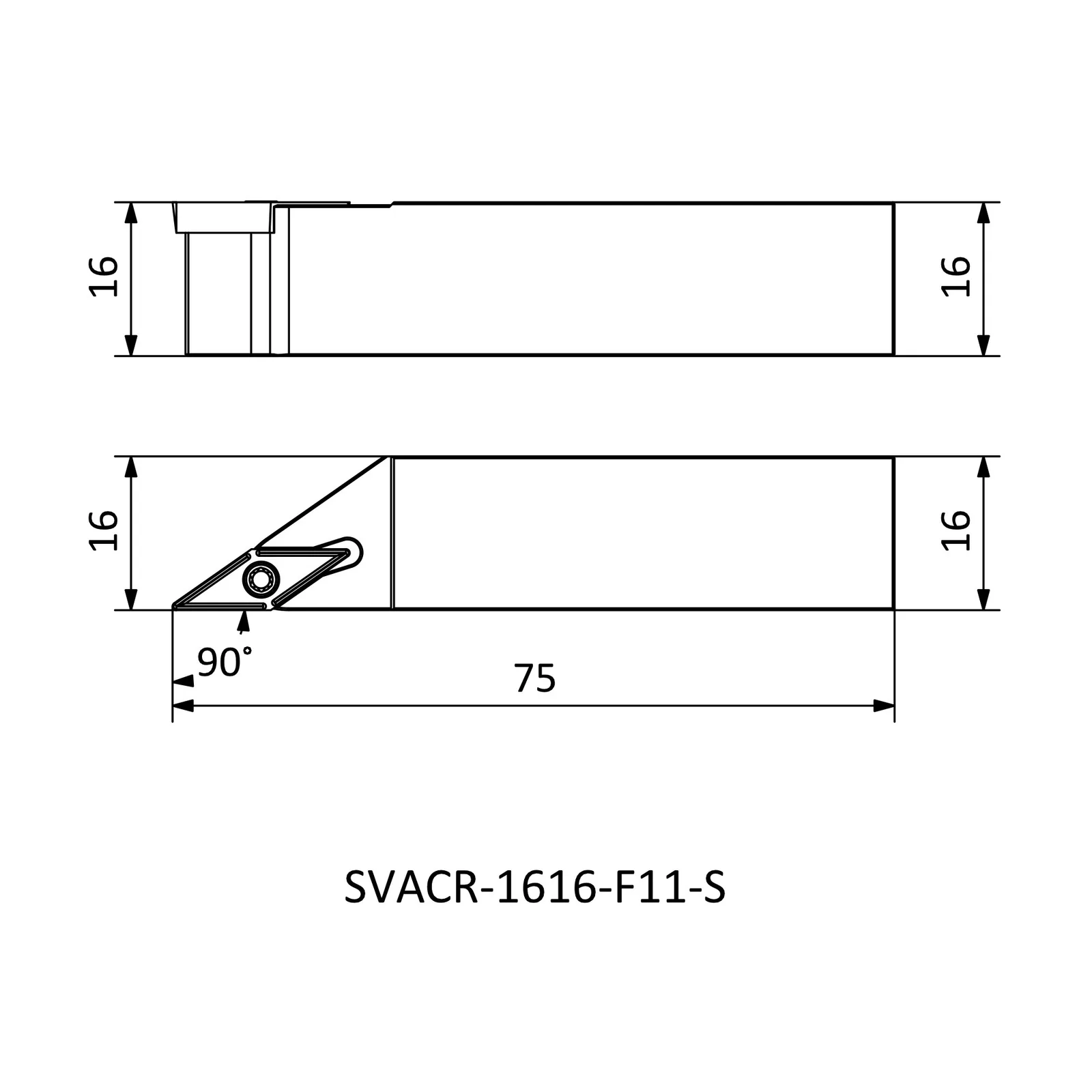 SVACR 1616 F11-S &mdash; dimensioned drawing