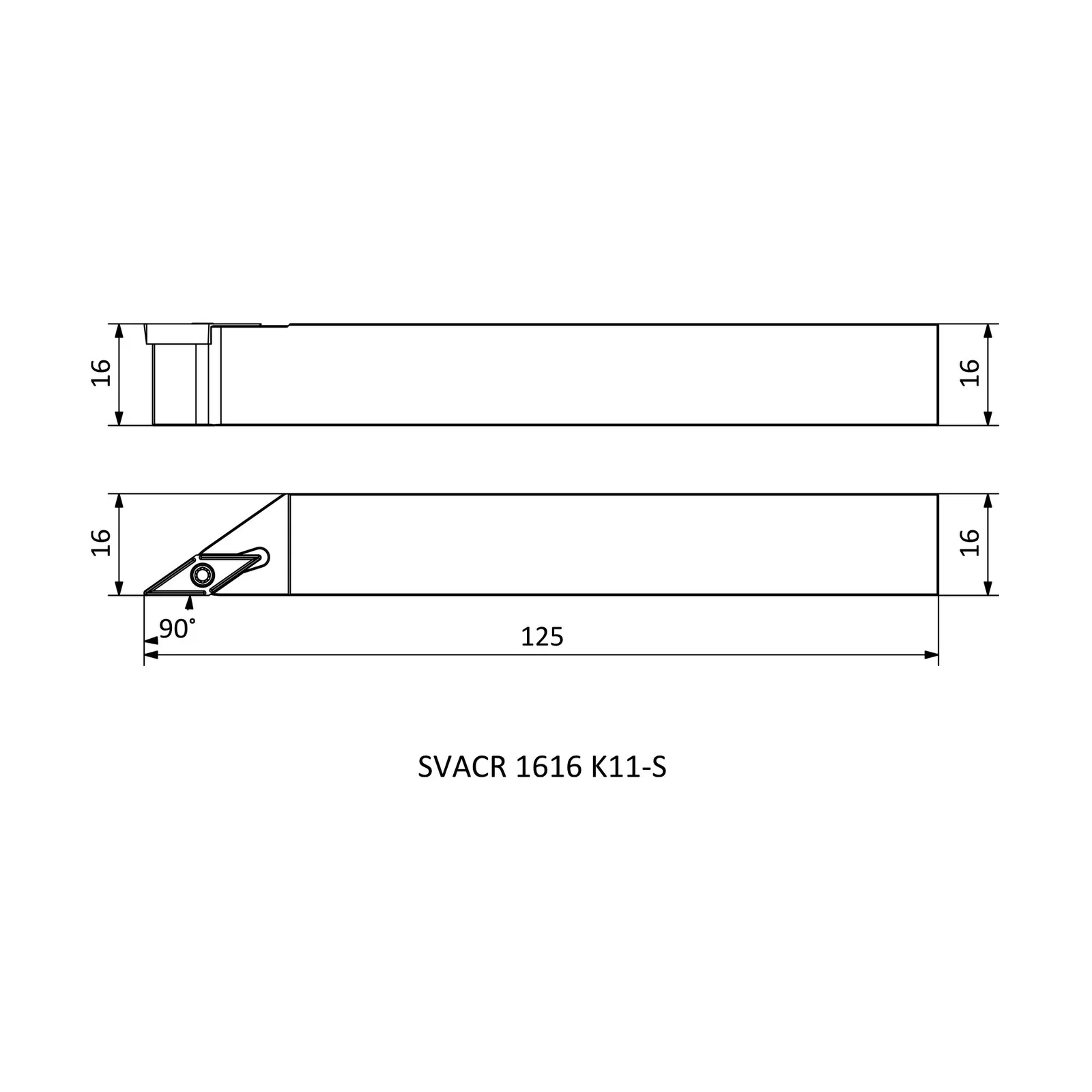 SVACR 1616 K11-S &mdash; dimensioned drawing