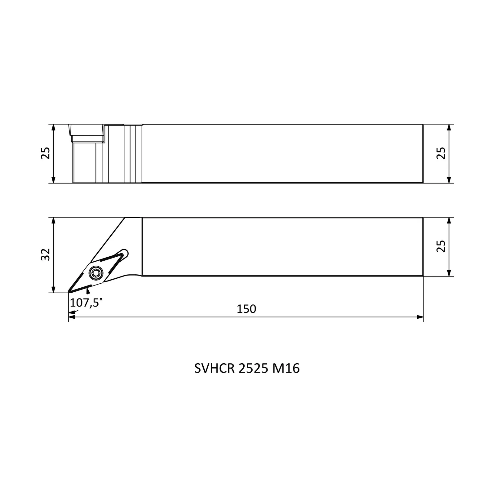 SVHCR 2525 M16 &mdash; dimensioned drawing