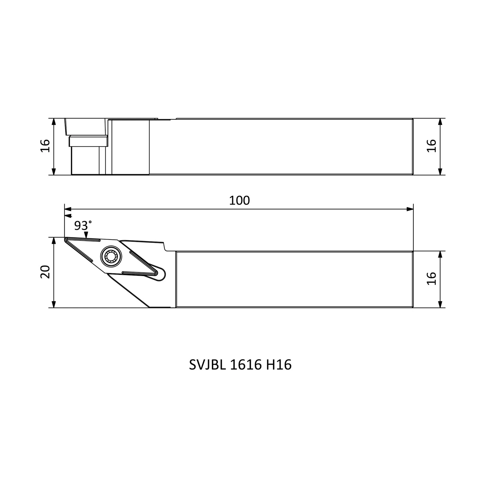 SVJBL 1616 H16 &mdash; dimensioned drawing