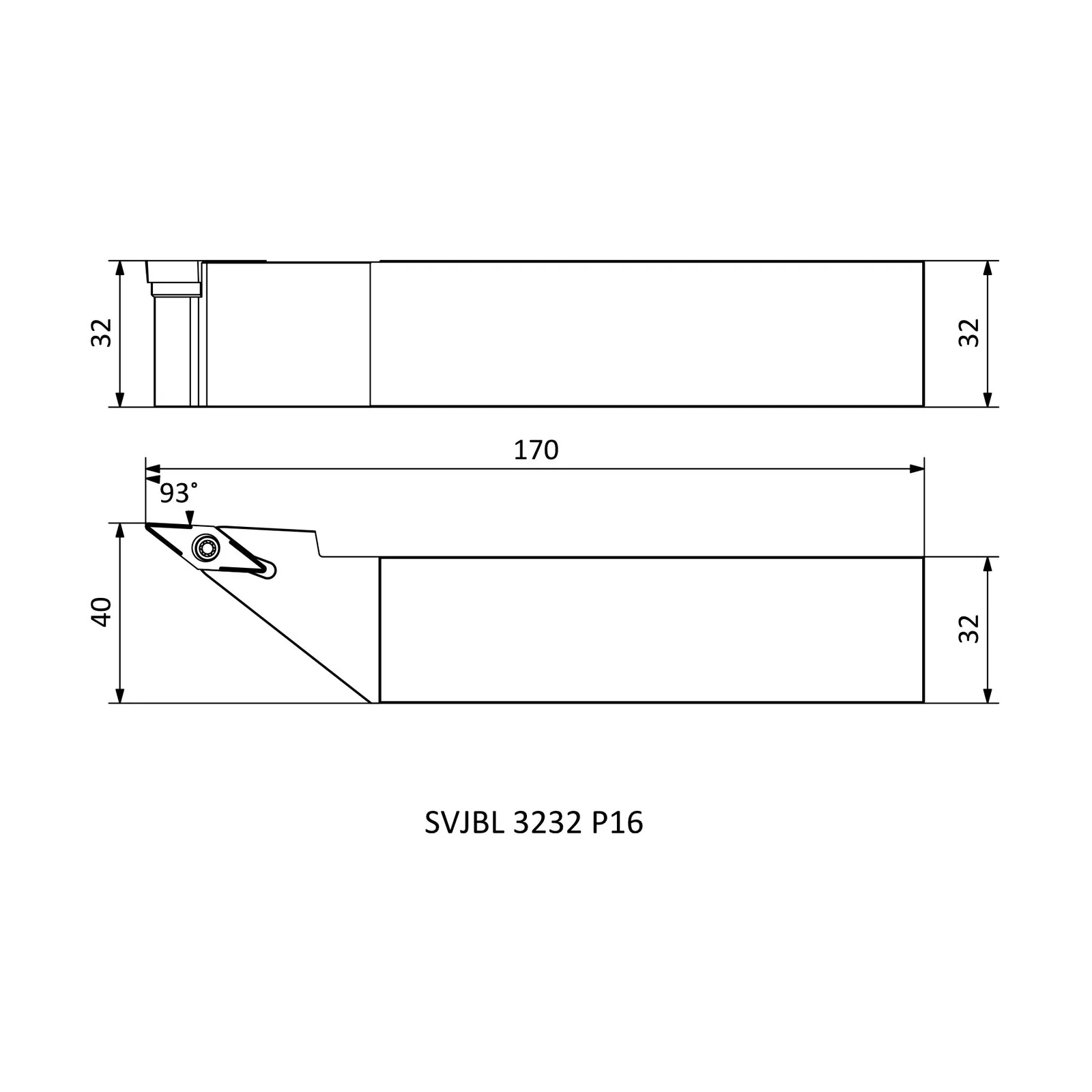SVJBL 3232 P16 &mdash; dimensioned drawing