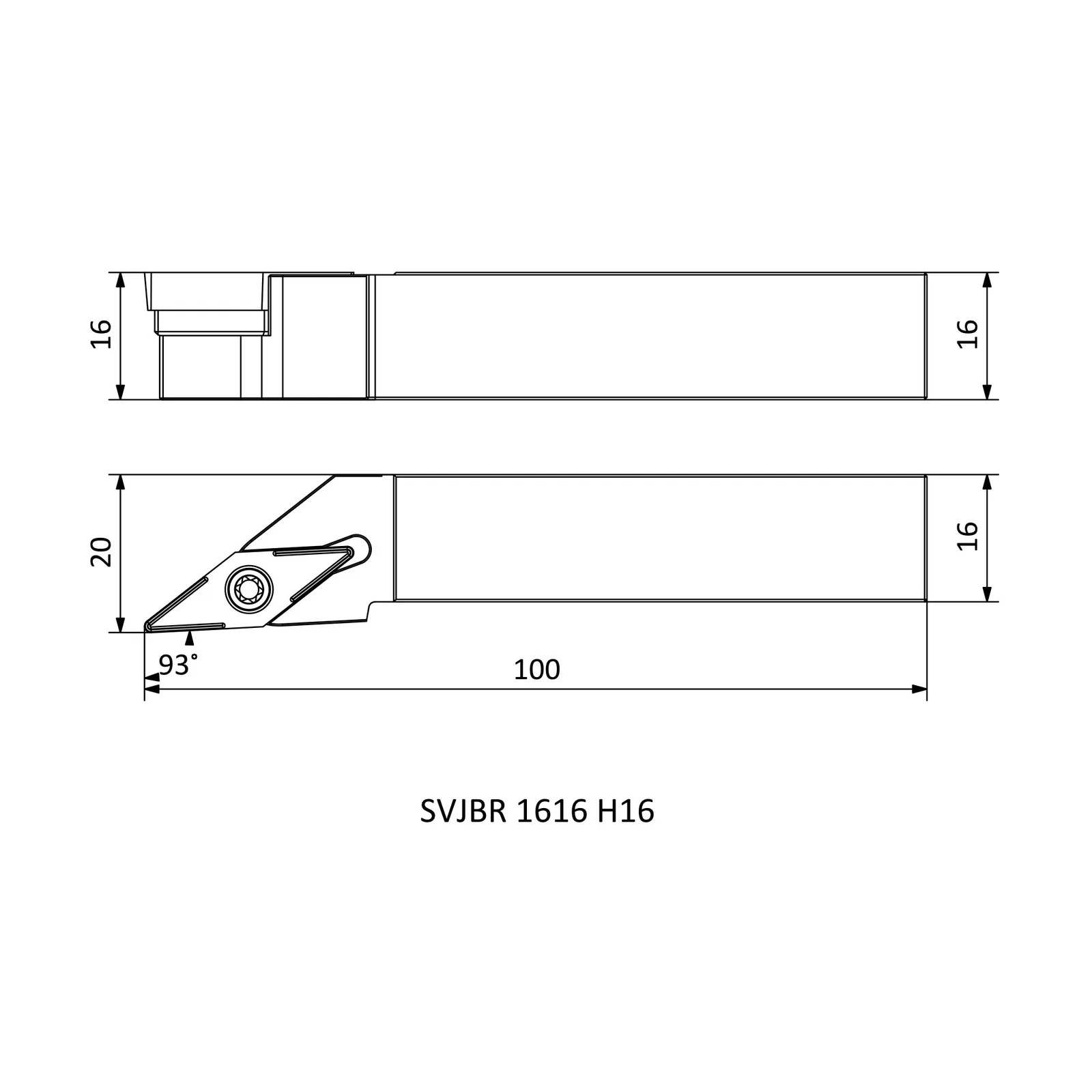 SVJBR 1616 H16 &mdash; dimensioned drawing