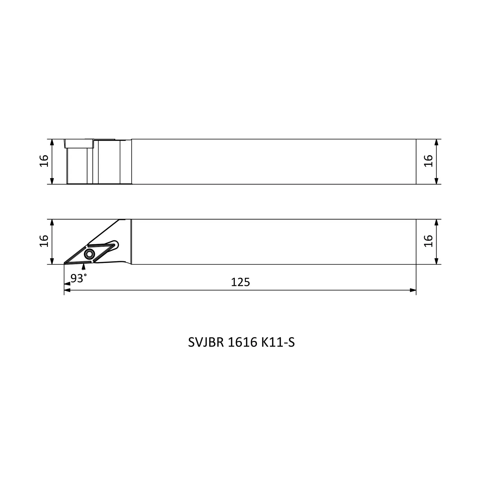 SVJBR 1616 K11-S &mdash; dimensioned drawing
