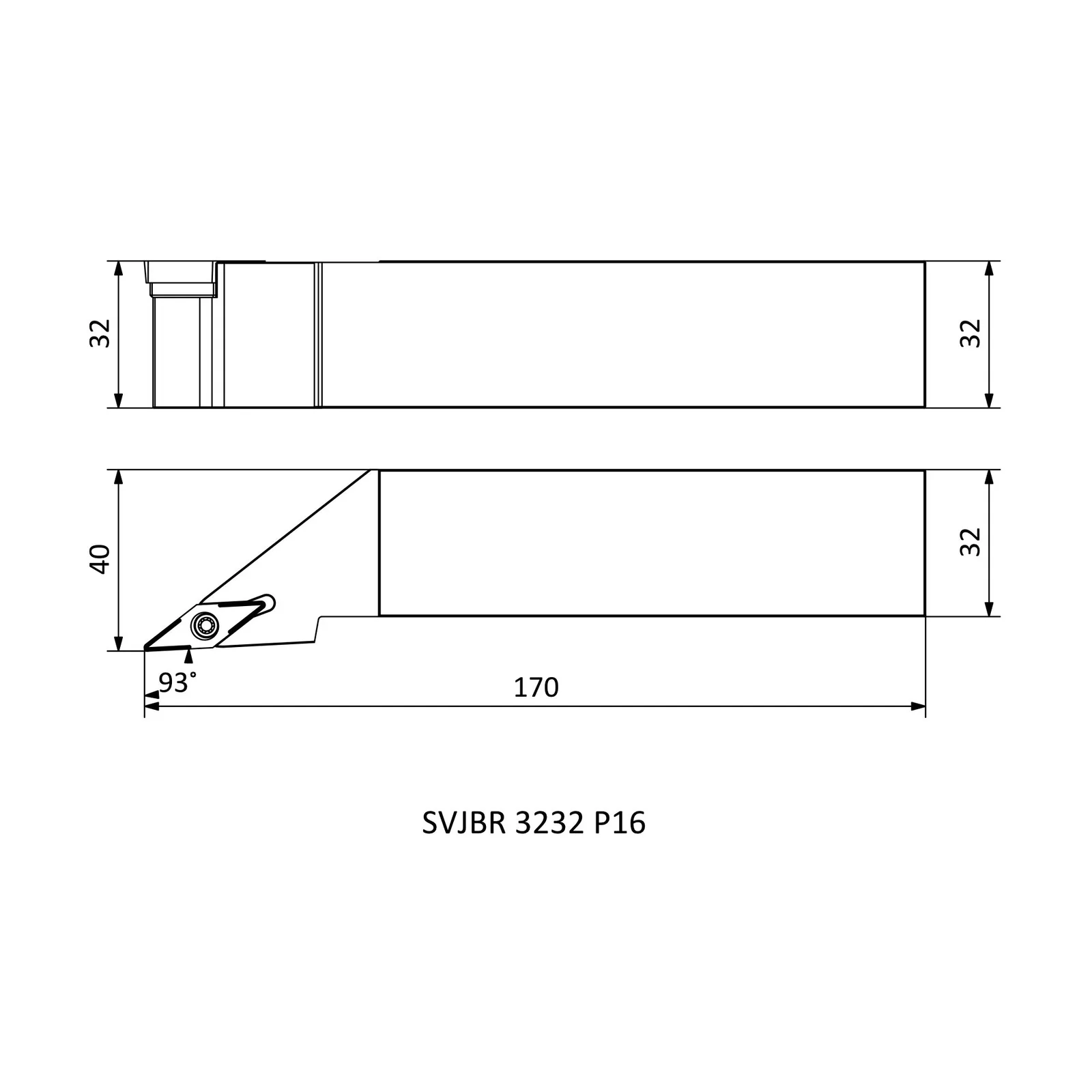 SVJBR 3232 P16 &mdash; dimensioned drawing