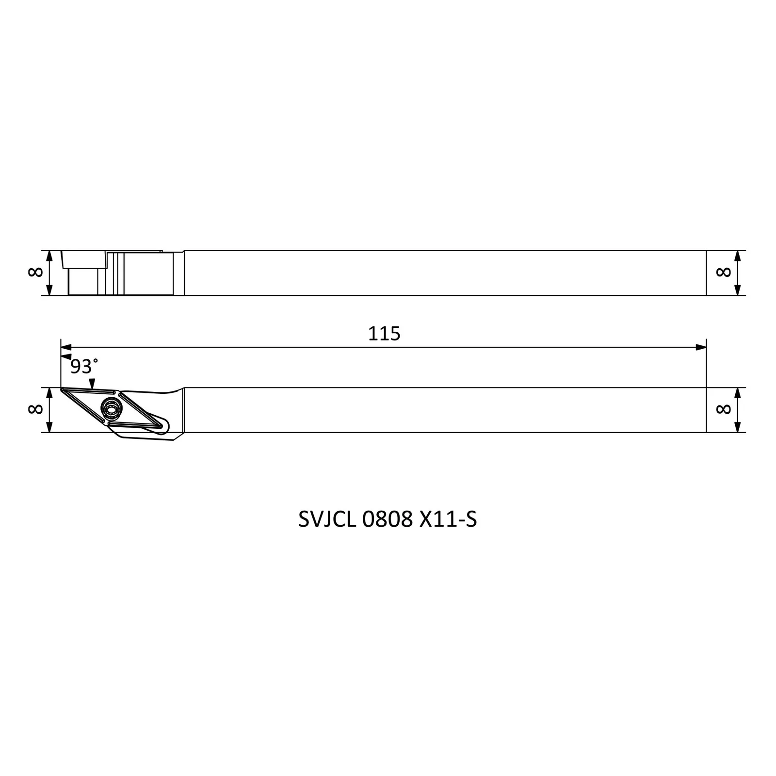 SVJCL 0808 X11-S &mdash; dimensioned drawing