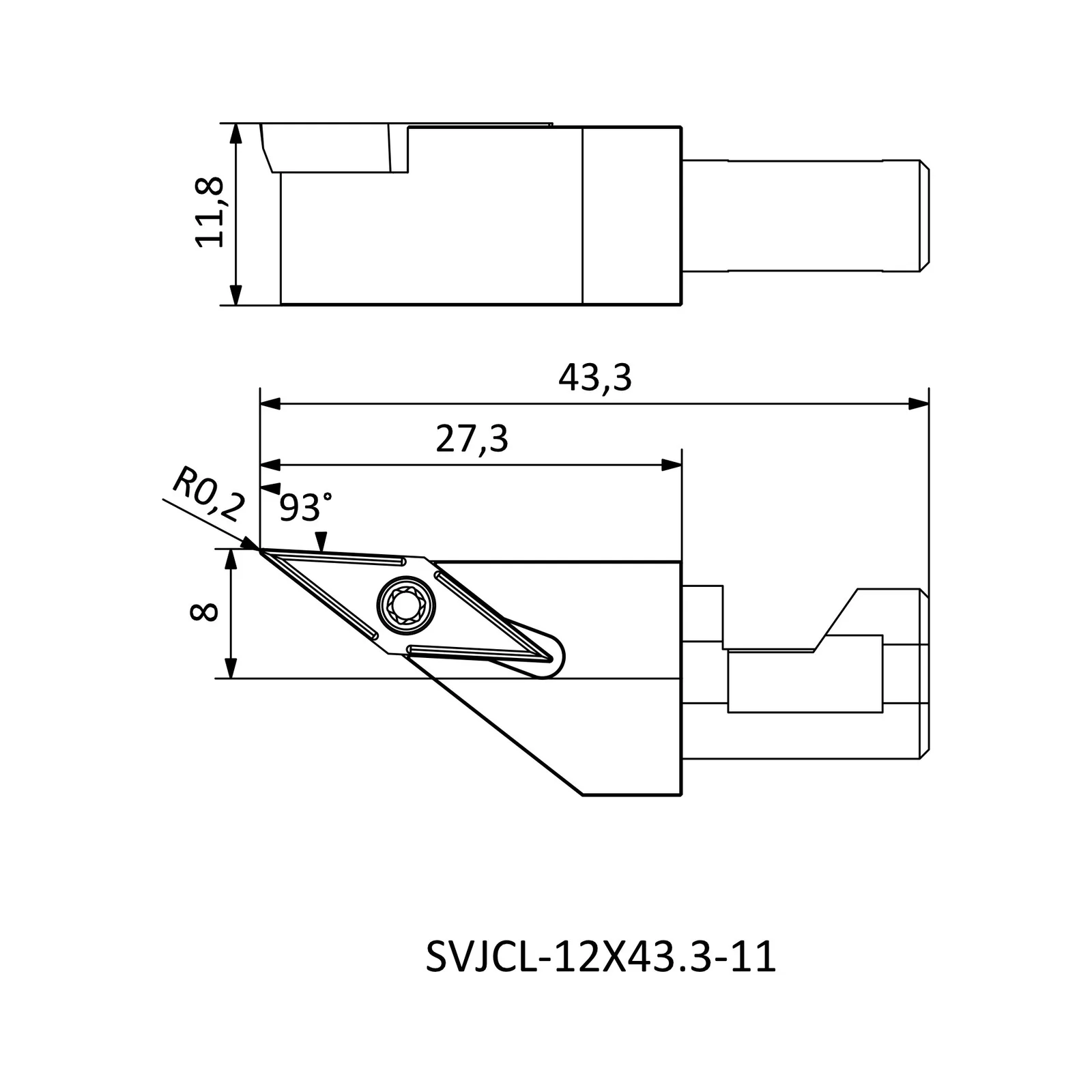 SVJCL-12X43.3-11 &mdash; dimensioned drawing