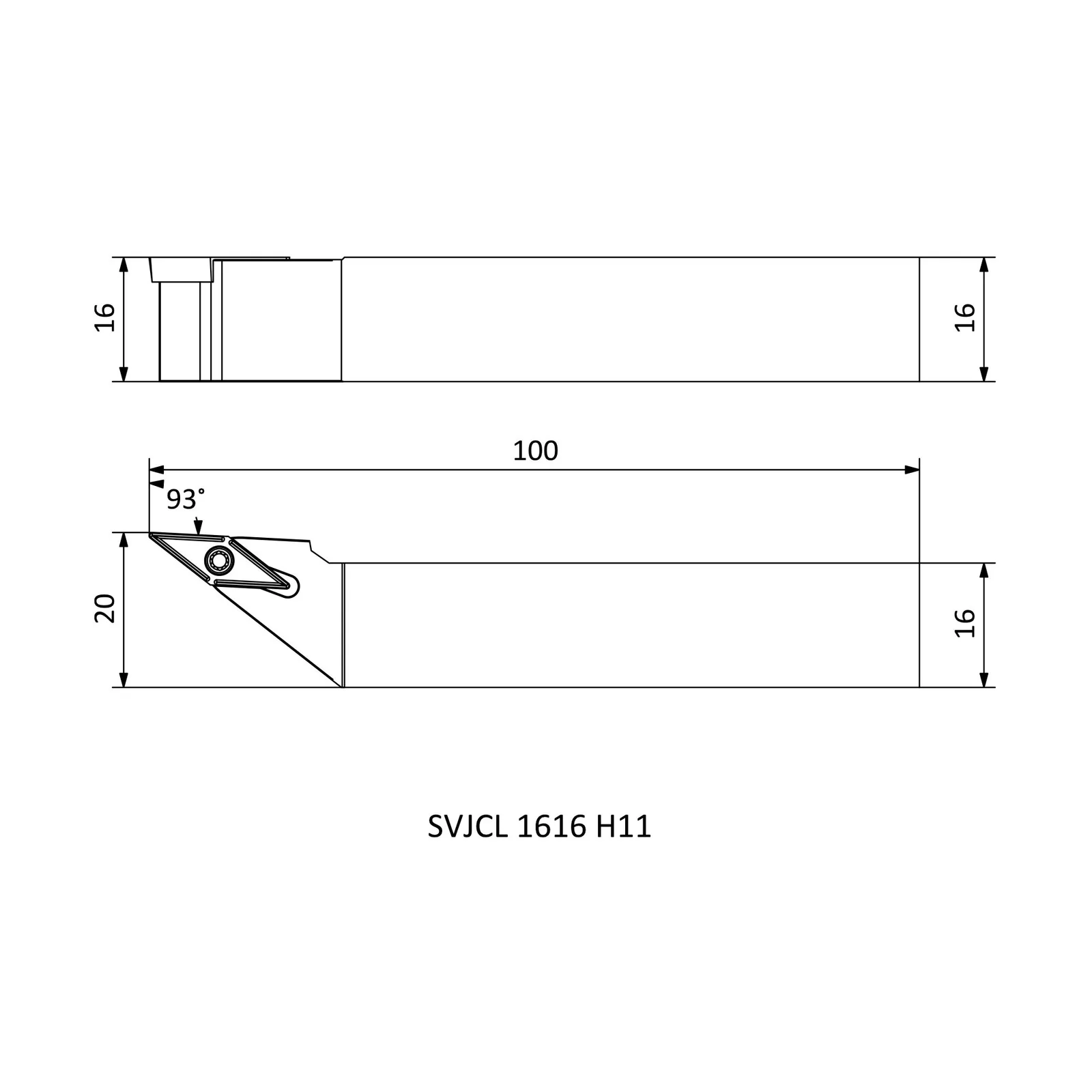 SVJCL 1616 H11 &mdash; dimensioned drawing