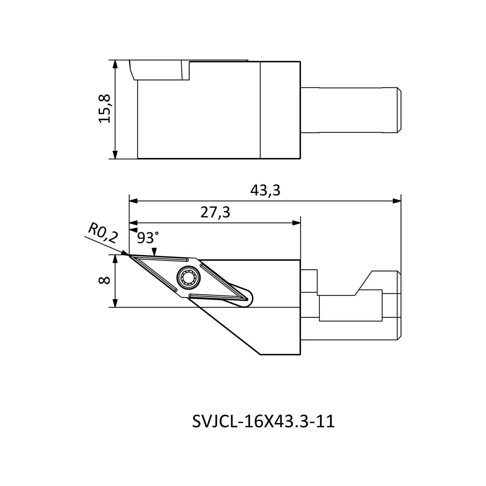 SVJCL-16X43.3-11 &mdash; dimensioned drawing