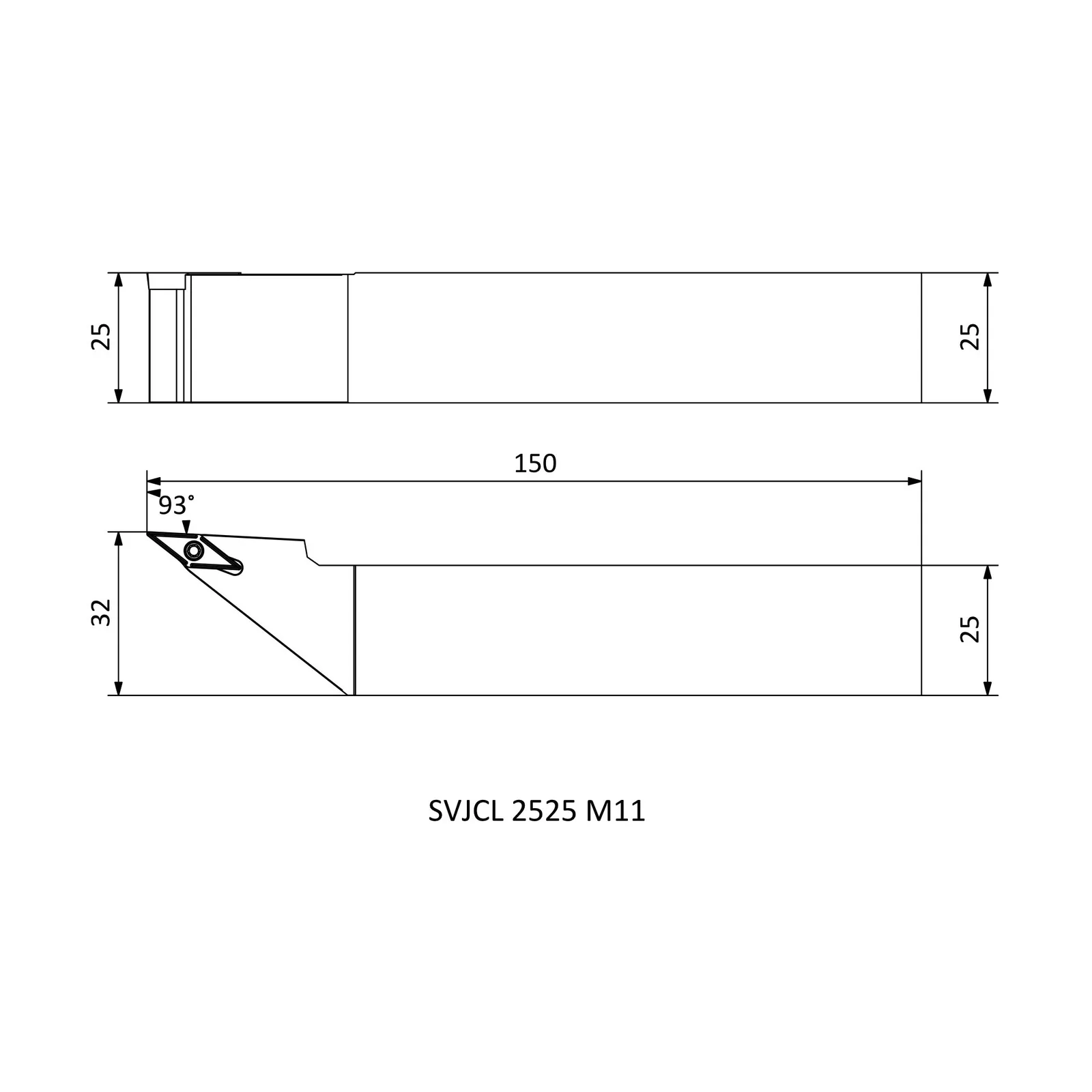 SVJCL 2525 M11 &mdash; dimensioned drawing