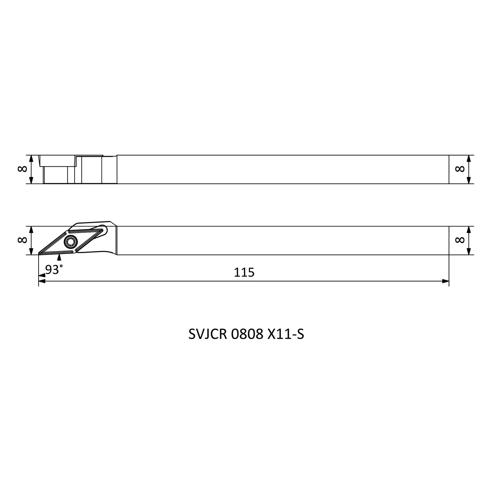 SVJCR 0808 X11-S &mdash; dimensioned drawing
