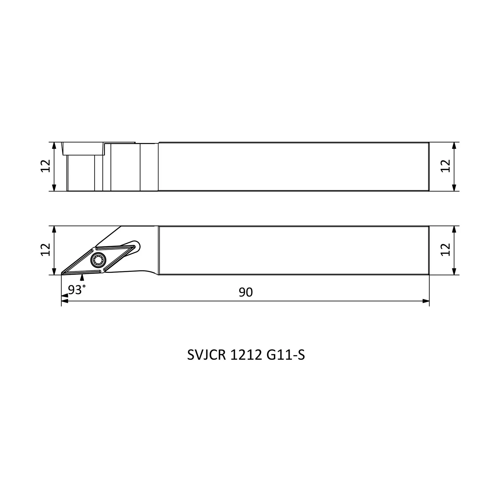 SVJCR 1212 G11-S &mdash; dimensioned drawing