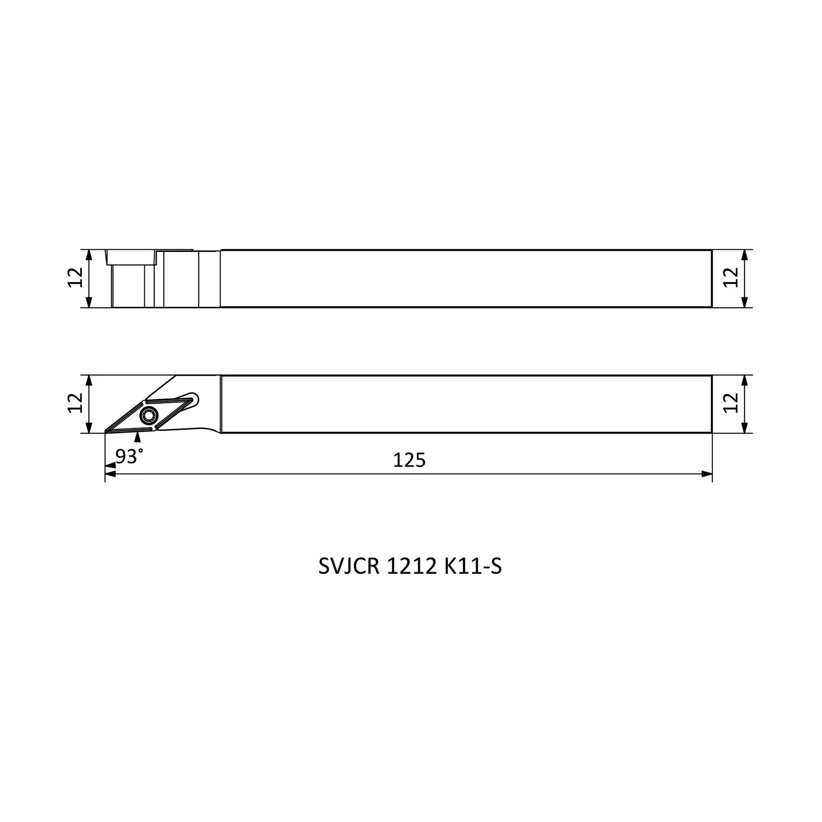 SVJCR 1212 K11-S &mdash; dimensioned drawing