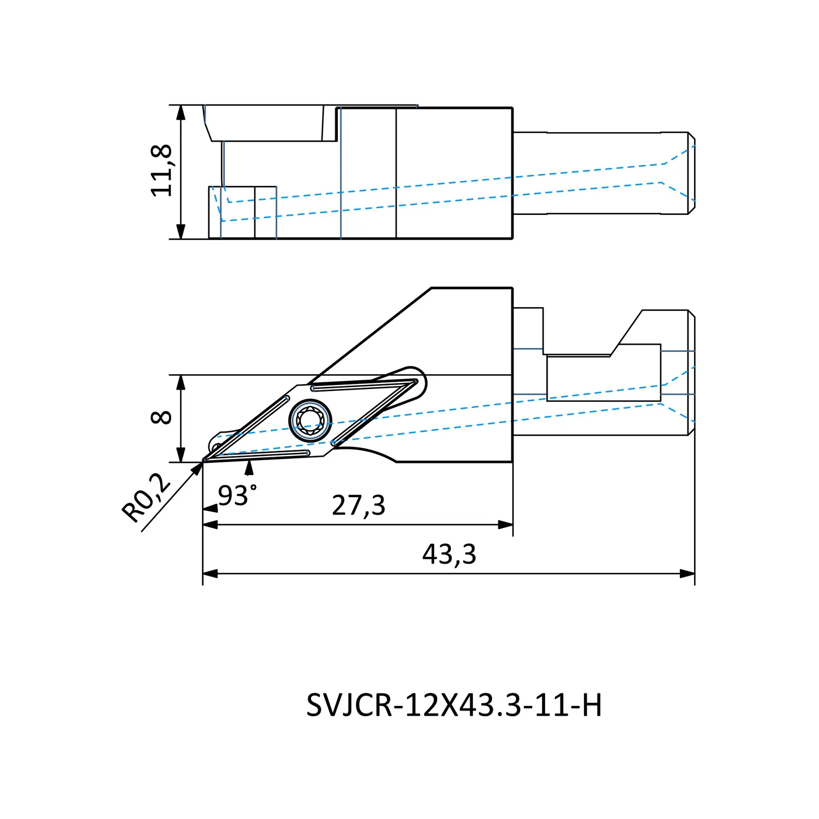 SVJCR-12X43.3-11-H &mdash; dimensioned drawing