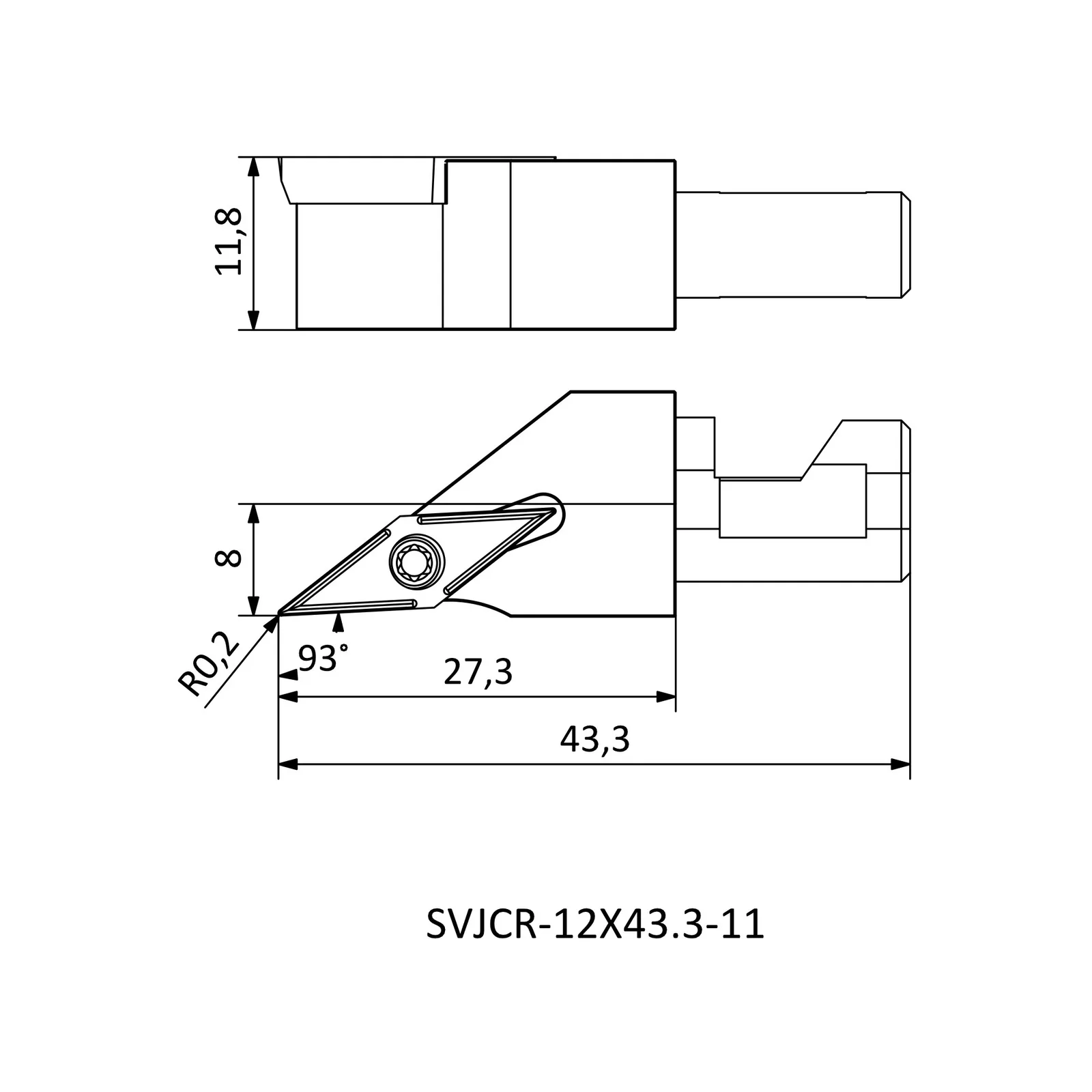 SVJCR-12X43.3-11 &mdash; dimensioned drawing