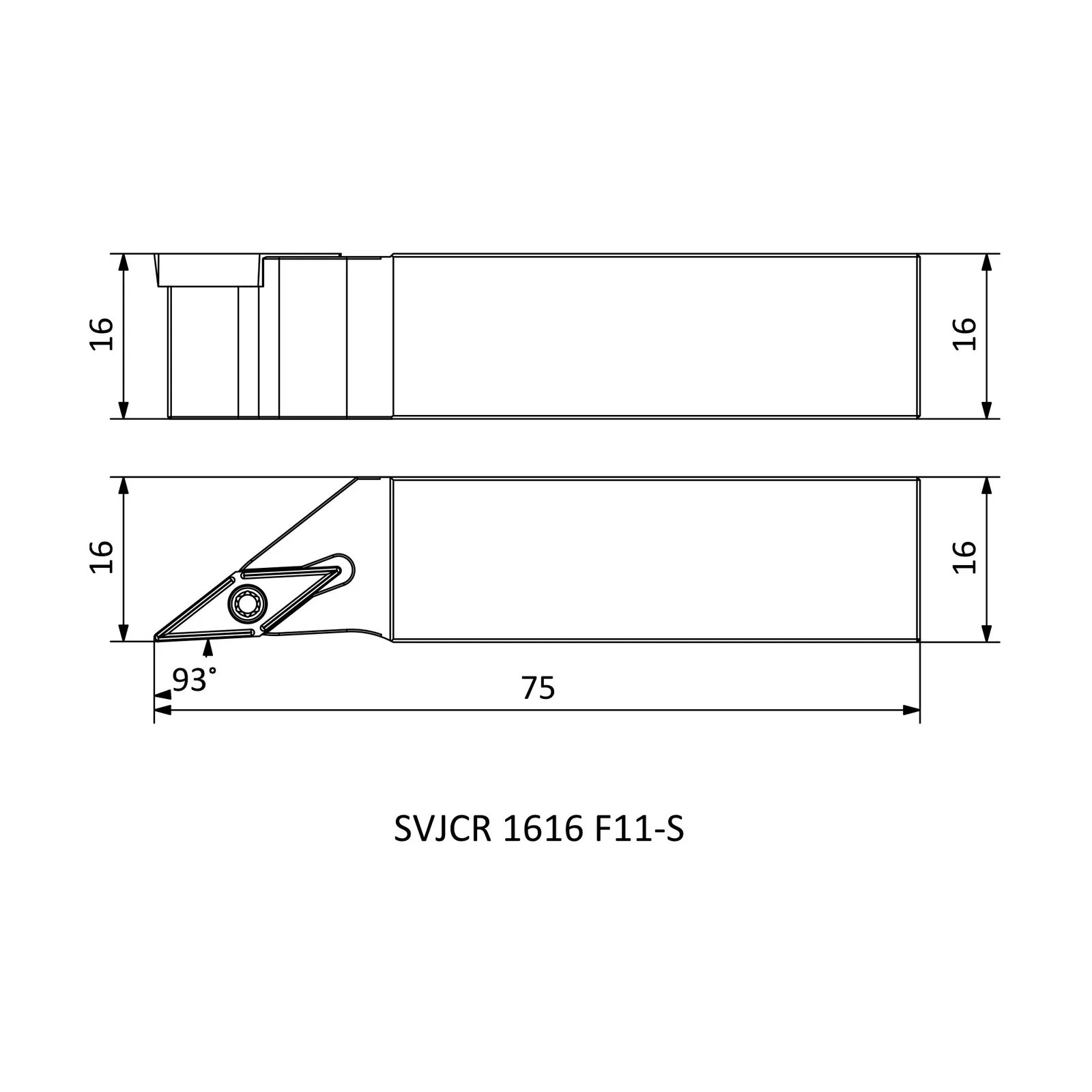 SVJCR 1616 F11-S &mdash; dimensioned drawing